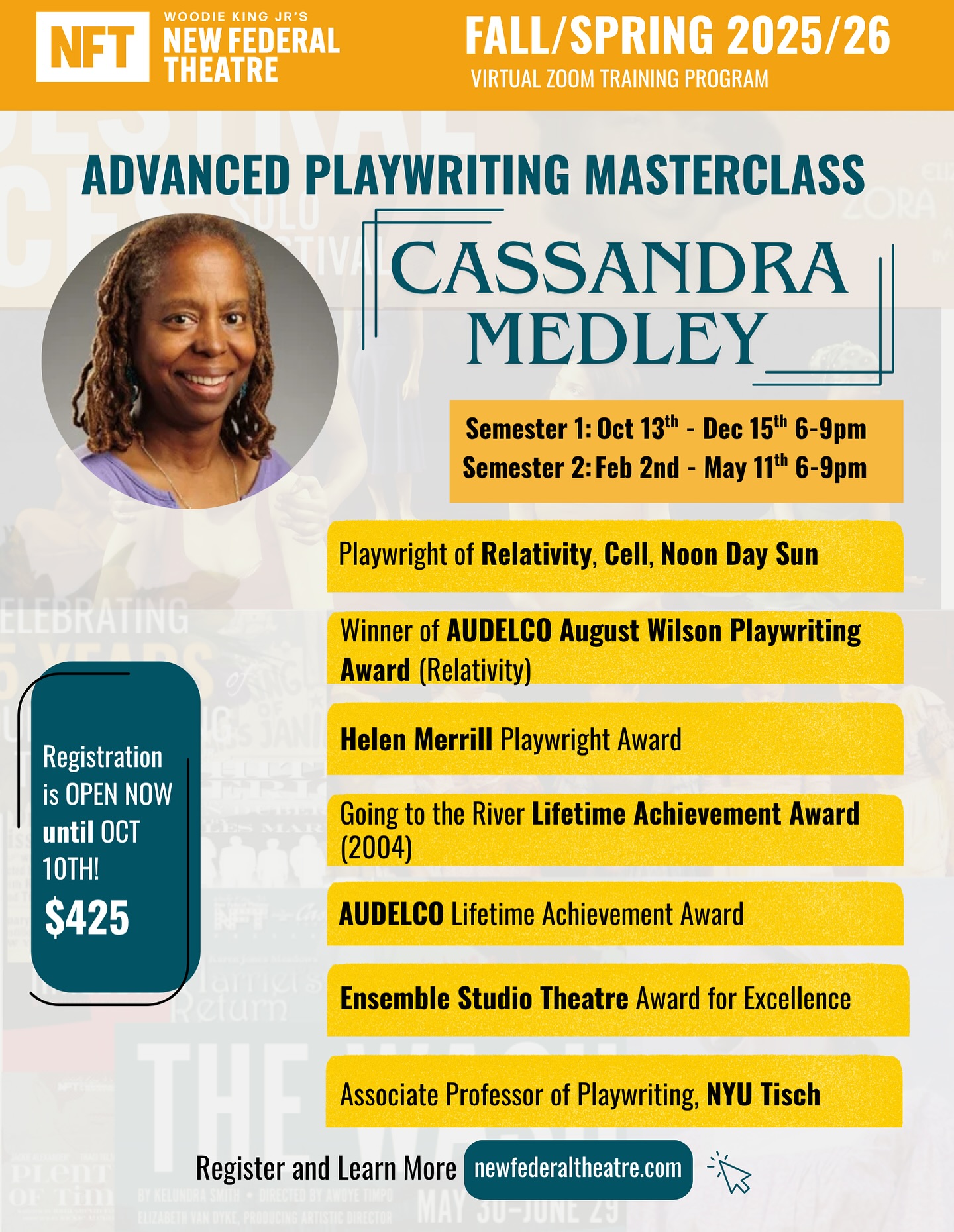 Advanced Playwriting classes with Casandra Medley start next week!