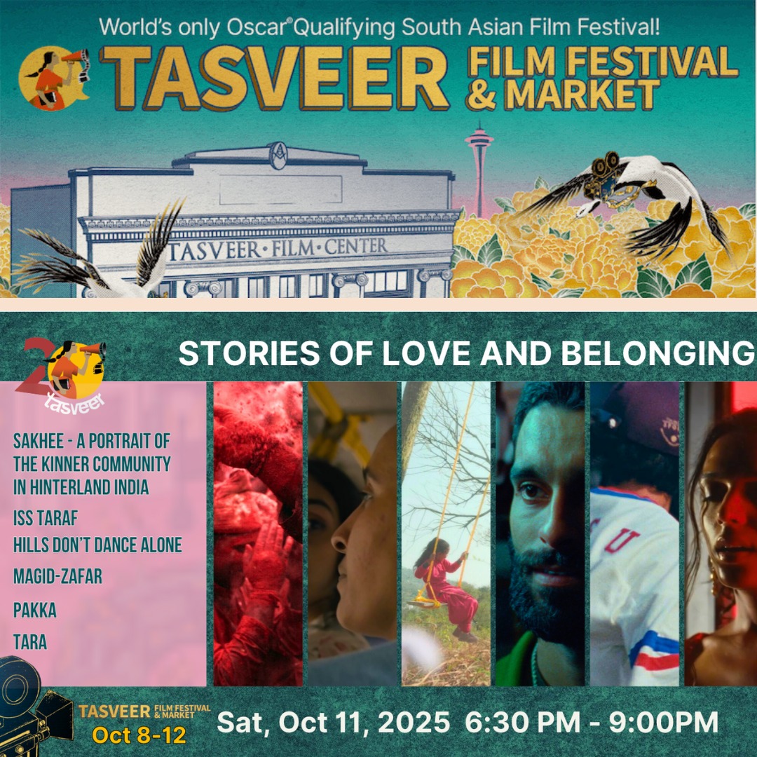 This year, @tasveerorg Film Festival presents Queer Horizons, celebrating stories of love and belonging in the South Asian community. The program features six powerful films that highlight the richness and creativity of our community. As the world’s only Oscar®-qualifying South Asian film festival, Tasveer has been championing powerful stories for two decades—bridging cultures, challenging perspectives, and building a more connected global community. This year brings 109 films from around the world, with filmmaker Q&As.
📅 Sat, Oct 11th, 6:45pm
📍 Tasveer Film Center House 02, 4812, Rainier Ave S, Seattle
🎟 Tickets & Full Schedule: tasveer.org
🎞️ To learn more visit @tasveerorg