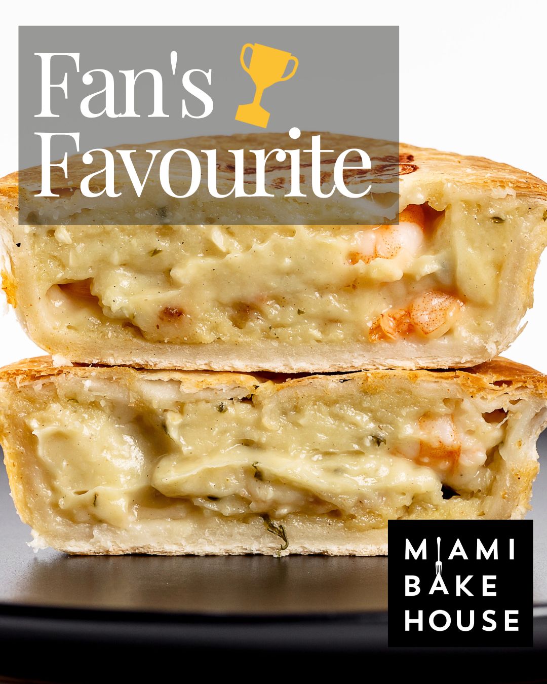 This week our Fan Favourite is a treasure chest of succulent prawns, submerged into our legendary Miami Bakehouse garlic sauce. 🥧🍤 💛
Encased in our signature flaky pie pastry, the Garlic Prawn pie has legendary status within Western Australia. Winner of many baking industry awards, this pie exceeds any other ordinary pie.
