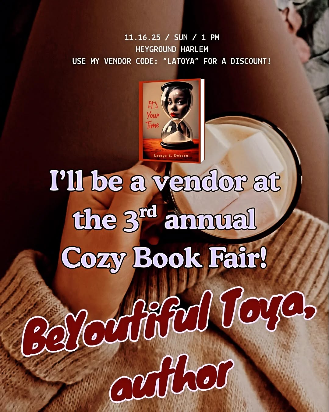 Catch me at the Book Fair! Stop by for signings, book accessories and a chance to connect - See you there!
Use code: LATOYA for a BOGO deal.
https://lazyandlit.co/products/3rd-annual-the-cozy-book-fair-in-nyc-1
#bookfair #bookvendor #meettheauthor