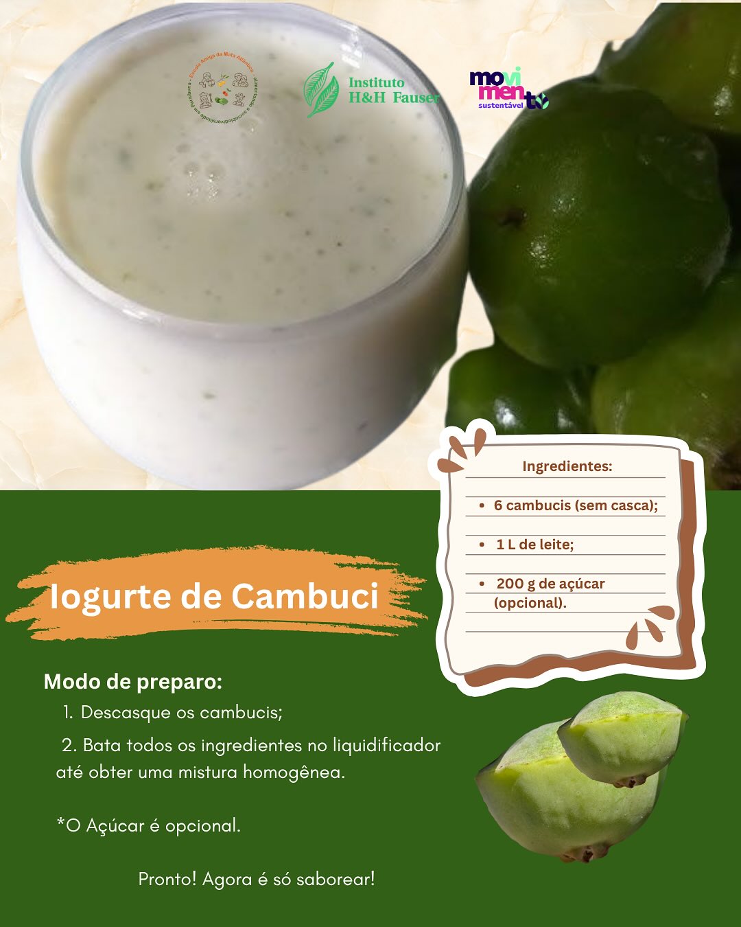 Esses ingredientes chegaram até nós pelas mãos do produtor Carlos (@sitiodobelloparaibuna), que fortalece a cultura alimentar e a sustentabilidade na região. 💚
Realização do @ihhfauser com apoio da Prefeitura de Paraibuna, projeto realizado por meio do #ProgramaMovimentoSustentavel.
#EducaçãoAmbiental #FrutasNativas #MataAtlântica #Sociobiodiversidade #Paraibuna #MeioAmbiente #AlimentaçãoSaudável #cambuci #receita #ihhf