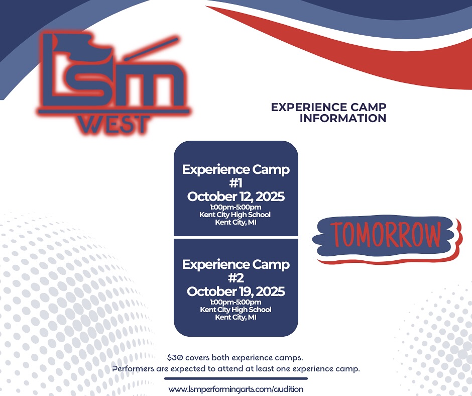 🚨 Tomorrow is the day! 🚨
The LSM West Experience Camp kicks off tomorrow and we can’t wait to see everyone on the floor. This is your chance to grow, connect, and perform with LSM.
🔥 You can also audition here for LSM World and take the next step in your journey.
✅ Register at lsmperformingarts.com/audition
✅ Or complete the interest form at lsmperformingarts.com
(links in bio!)
#LSM #LSMwinds #WGI #WGIwinds #WGI2026 #WGIwinds2026 #PerformMAPA