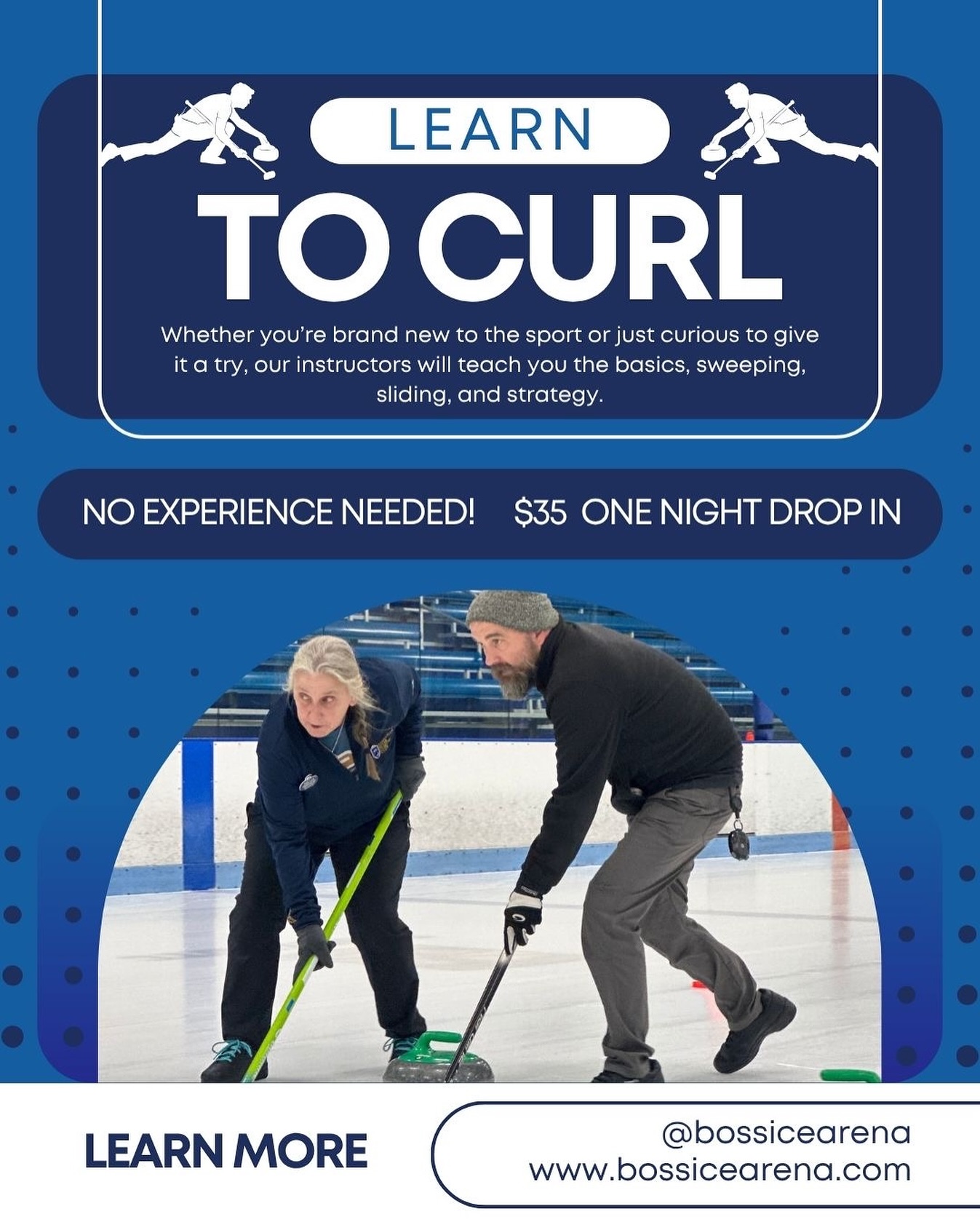Have you ever wanted to learn how to curl? Now is your time to learn the basics and become and curling star! Learn to Curl coming to Boss Ice Arena, register here 🥌 🔗 https://boss.finnlyconnect.com/registration/activityitem/17878