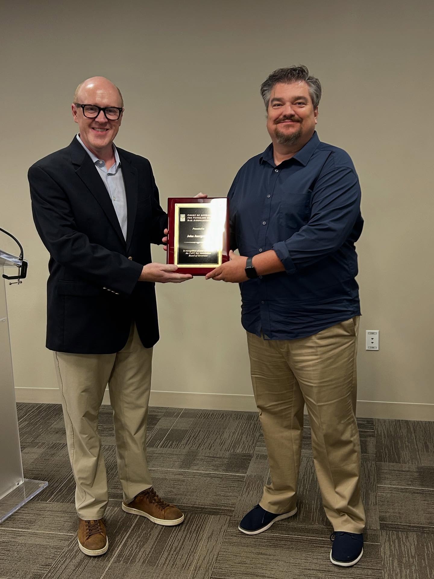 At our annual meeting we thanked several members of the board of the bar association as they completed their term. Including board of governors members, John Juergensen (1), Keith Krom (2), and Renee Reasoner (3), along with Secretary, James Hekel (4) and Immediate Past President, Ashley Varga (5). New members were also welcomed into their newly elected positions, including President Meg Gentile (6)