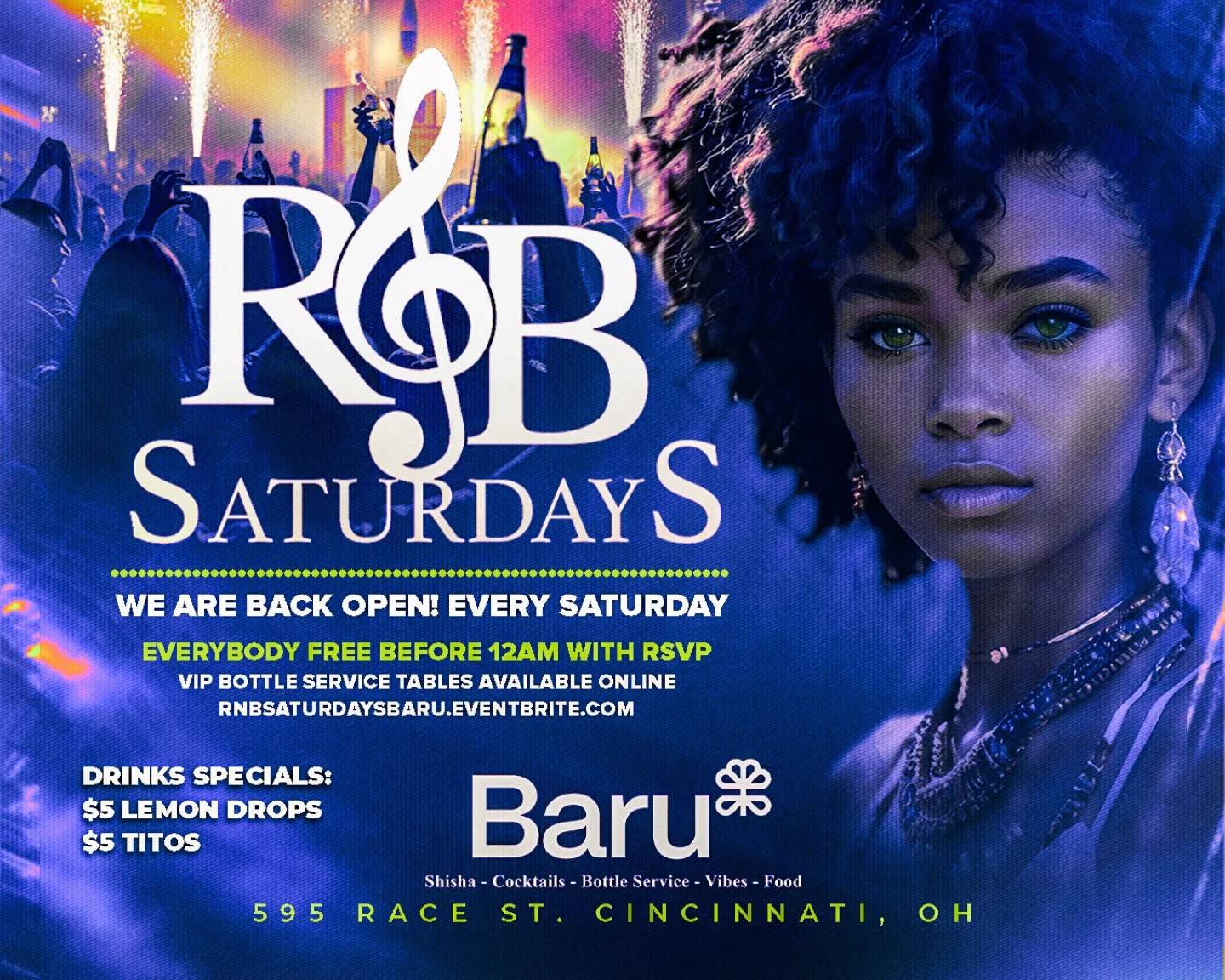 We're excited about a few things!!
• INTRODUCING $5 LEMON DROPS & $5 TITOS!!!
• A couple weeks ago, our first DJ from Dayton (Dj Big Al) absolutely rocked out for the Black Party!! This week, our second DJ from Dayton (Von Watts) said he's bringing a show!!
• 12AM <-- EVERYBODY FREE WITH RSVP TIL 12AM! NO LIMITATIONS!! Before, we offered 150-200 free passes weekly... Now, it's unlimited!! Get your free pass & get there by or before 12AM for free entry!
• New Door Prices! Did you miss the free tickets or arrive after 12am. No worries, we got you! We appreciate your continued support & have modified your cover charge so that everyone can experience R&B SATURDAYS @ Baru!
• WE'RE EXCITED TO SEE YOU THIS SATURDAY !
|||||||||||||||||||||||||||||||||||||||||||||||||||||||||||||||||||||
FREE TIX:
https://RNBSATURDAYSBARU.eventbrite.com & www.DELUXNIGHTLIFE.com (links in bio)
Inbox us for weekly specials on tables/booths!
Stay posted for our Halloween Costume party edition!
