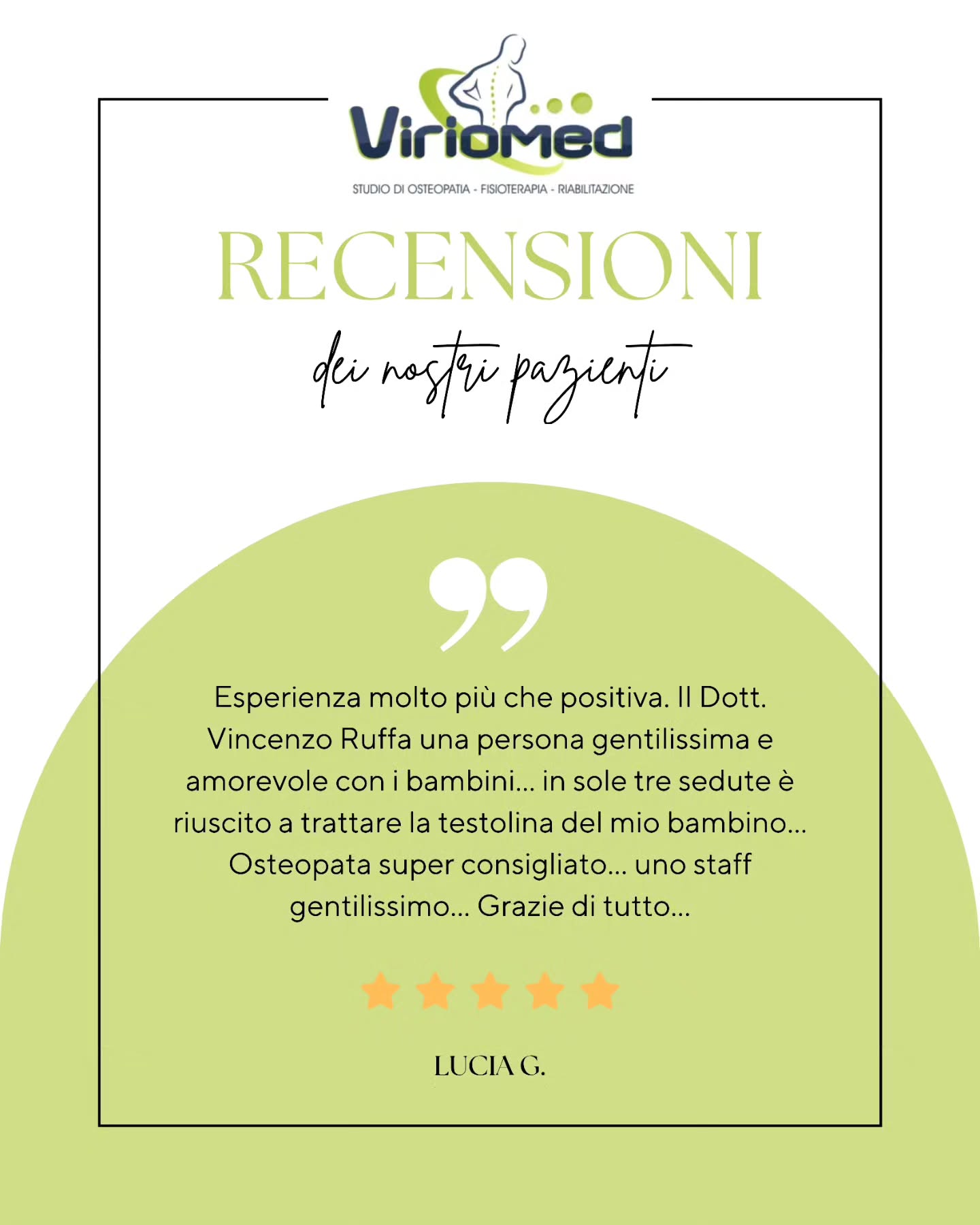 💫 Dietro ogni bella recensione c’è una persona speciale: grazie per essere una di quelle!
Viriomed
📍 Strada comunale per San Gregorio, Loc. Mannella (VV)
📞 3206775566
📧 viriomed@libero.it
🌐 www.viriomed.it
#recensione #review #google #viriomed #fisioterapia #osteopatia #riabilitazione #posturologia #terapia #tecar #fisiotone #powershape #cryotshock #ondadurto #osteopata #ginnasticaposturale #linfodrenaggio #posturale #dimagrimento #dimagrimentolocalocalizzato #rimodellamentocorpo #tonificazione #vibovalentia #calabria #sangregoriodippona #vibomarina