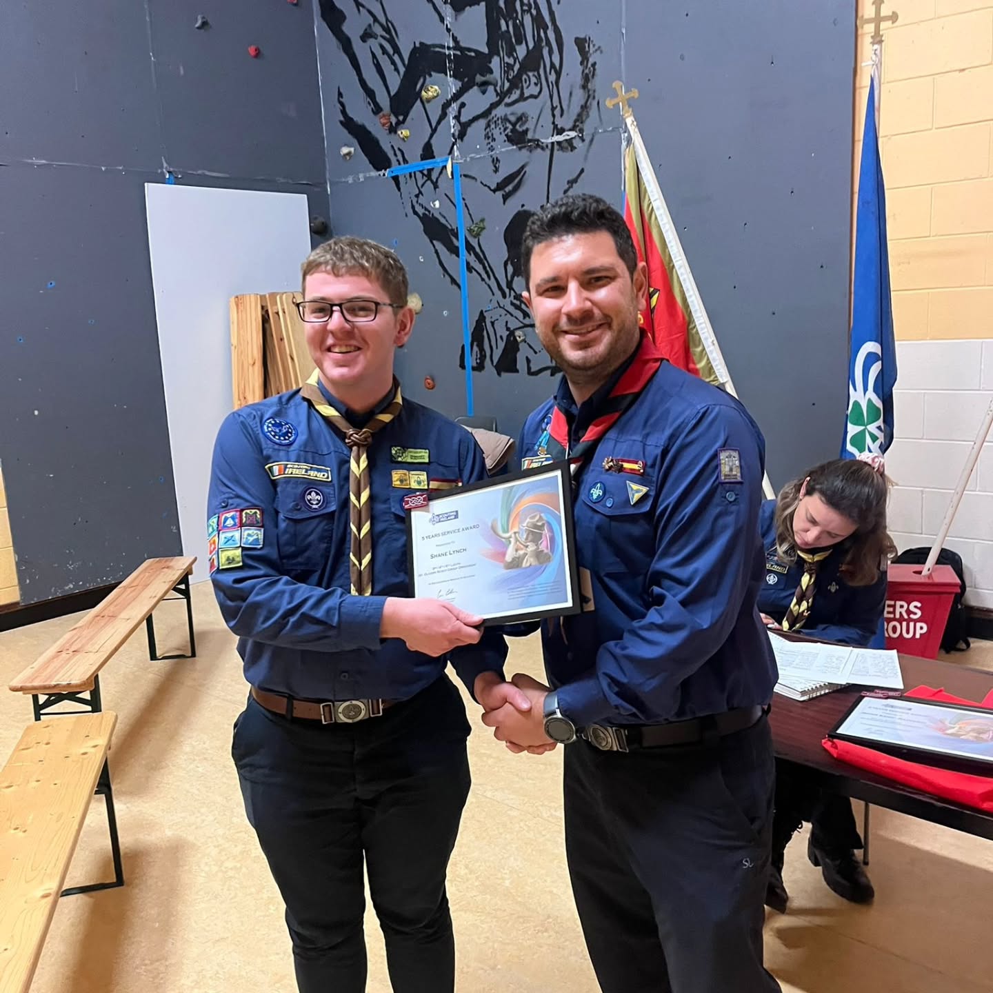 ๐ Celebrating the Past & Embracing the Future of St. Oliverโs Scout Group! ๐
(Warning: long post incoming ๐
)
Last night we celebrated the incredible past and exciting future of St. Oliverโs Scout Group at our Annual Group AGM. Scouters past and present came together with our youth members to reflect, celebrate, and look ahead to the next chapter in our story.
A massive BRAVO to our outgoing Group Leader Eoghan Khan for 7 amazing years of leadership, dedication, and guidance โ through many highs, lows, and even a global pandemic! ๐๐
Eoghan shared some heartfelt words:
> โThank you to every volunteer who has contributed to our Groupโs success โ you are the heartbeat of everything we do. Donโt underestimate the influence you have on our youth members. Itโs been an honour to serve this role and be part of something so meaningful.โ
He also thanked the families and loved ones behind every volunteer โ our partners, wives, and husbands โ who support what we do and love โค๏ธ
โจ Awards & Recognition โจ
๐
5 Years โ Shane Lynch & Jenny Kerr Rafferty
๐
15 Years โ Joe Crilly & Joanne Flanagan
๐
20 Years โ Kevin Bannon
๐
40 Years โ Jake (John) Reid
๐ฅ Silver Merit Award โ Chris Reilly
Our Group Council (Chris, David, Joe, Muireann, Glenn & John) each received a special engraved wooden peg from Eoghan as a token of appreciation.
We also honoured our former Group/Unit Leaders with framed Group Neckerchiefs for their dedication:
Ken Leonard, Declan Reilly, and Austin Marley (accepted on his behalf by Aine & Tony Dunne).
Outgoing Group Leader Eoghan Khan also received his own framed neckerchief ๐
And finallyโฆ history was made during our 90th year! ๐
We are delighted to announce our first-ever female Group Leader โ Joanne Flanagan! ๐ช๐๐๐
Congratulations Joanne, and best of luck in your new role!
Hereโs to the next great chapter of St. Oliverโs Scout Group โ honouring our past, celebrating our present, and building an exciting future together. ๐โ๏ธ
#stoliversscoutgroup #scoutingireland #90yearsofscouting #droghedascouts
