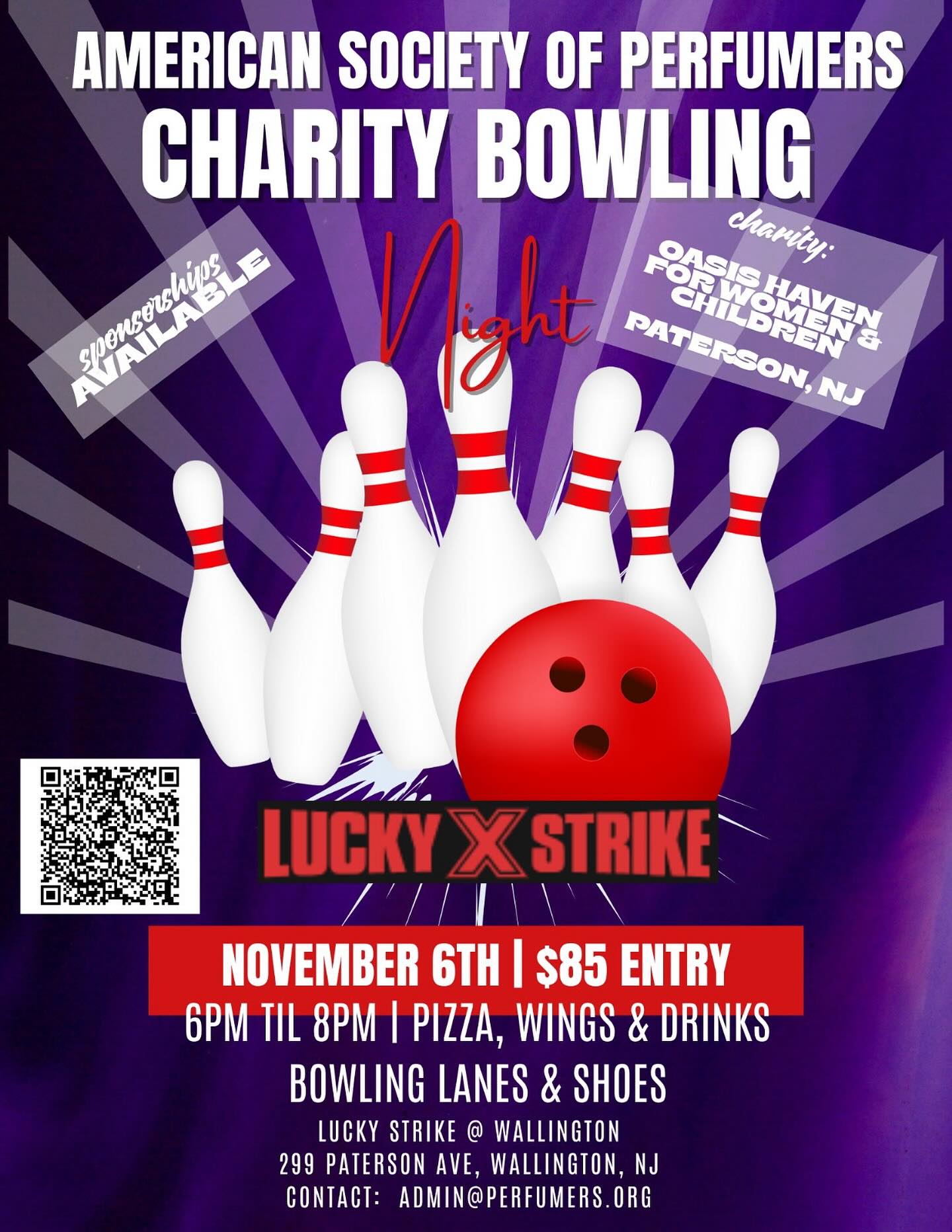🎳We interrupt your regularly scheduled World Perfumery Congress 2026 updates with an invitation to
American Society of Perfumers Charity Bowling Event
Bowl for a cause!
The American Society of Perfumers invites you to a charity bowling night benefiting Oasis for Women & Children of Paterson, NJ.
Come bowl with us at Lucky Strike @ Wallington, NJ, and enjoy pizza, drinks, and great company while making a meaningful impact.
Link in bio to register!