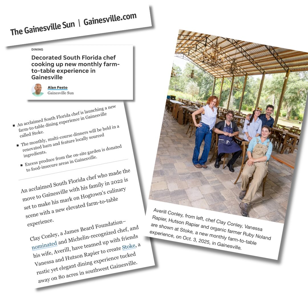 The @gainesvillesun tells the story of @stokebarn and the amazing families behind it in this feature (in print this weekend!). Read all about it at Gainesville.com and get your tickets to any of Stoke's upcoming dinner series at stokebarn.com
.
.
.
.
#farm #food #farmtoplate #farmtofork #farmfresh #bestchefs #floridafarms #floridafoodie #gatornation @floridagators