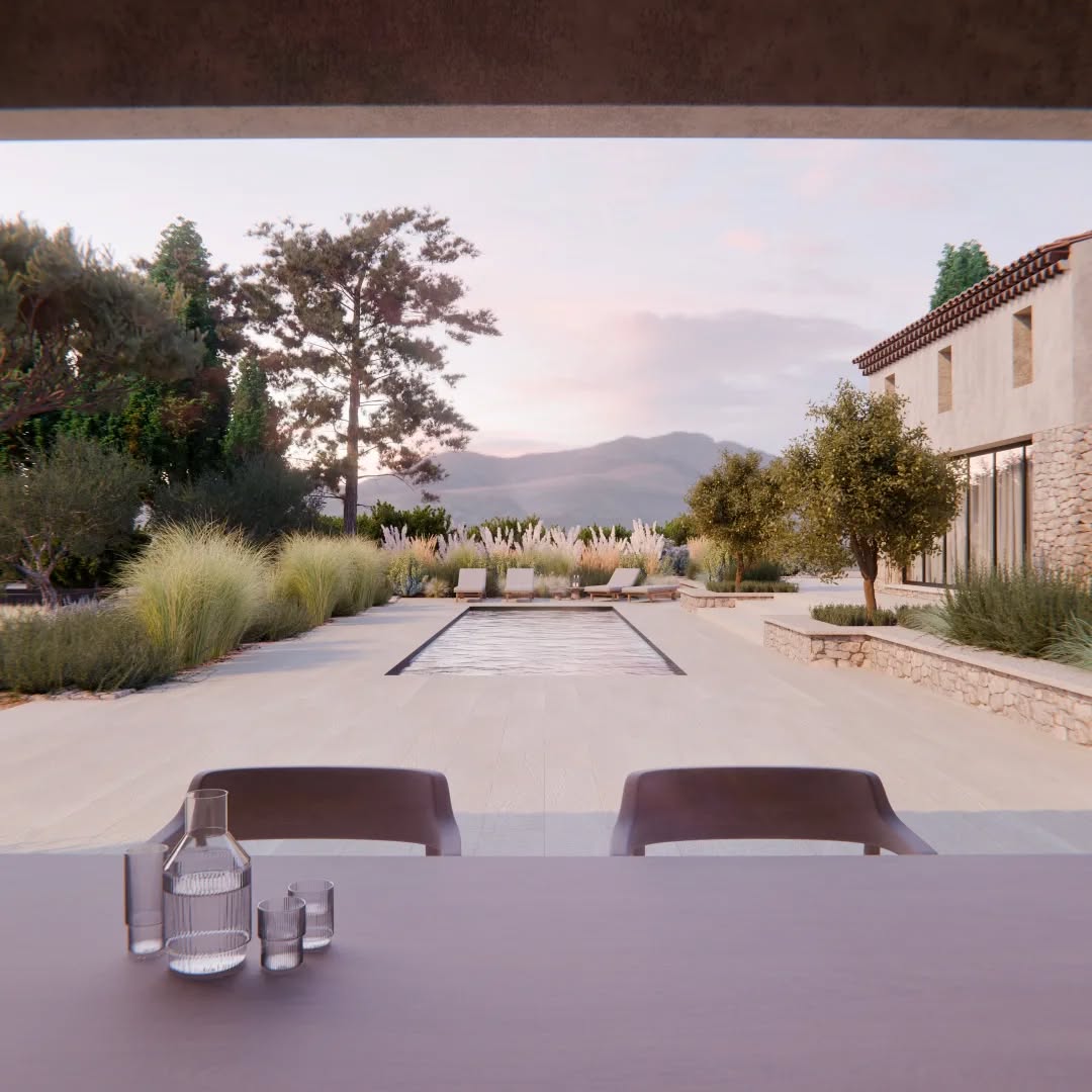 Depuis le pool house, une perspective s’ouvre sur les Alpilles et la tour des Opies.
Différentes strates se succèdent au fil du regard, révélant ce paysage remarquable.
La piscine et ses plages sont entourées de végétation, plongeant l’usager dans un cadre naturel et apaisant.
Deux citronniers marquent la transition entre la maison et l’extérieur, apportant une touche de verticalité.
Architecture / Paysage / Visualisation 3D : @studiodac_
#architecturelovers #studiodac #studiodacarchitecture#studiodacpaysage #blender3d #southoffrance #provence #3d#architecturedesign #provencestyle #alpilles #landscape#landscapelovers #swimmingpools