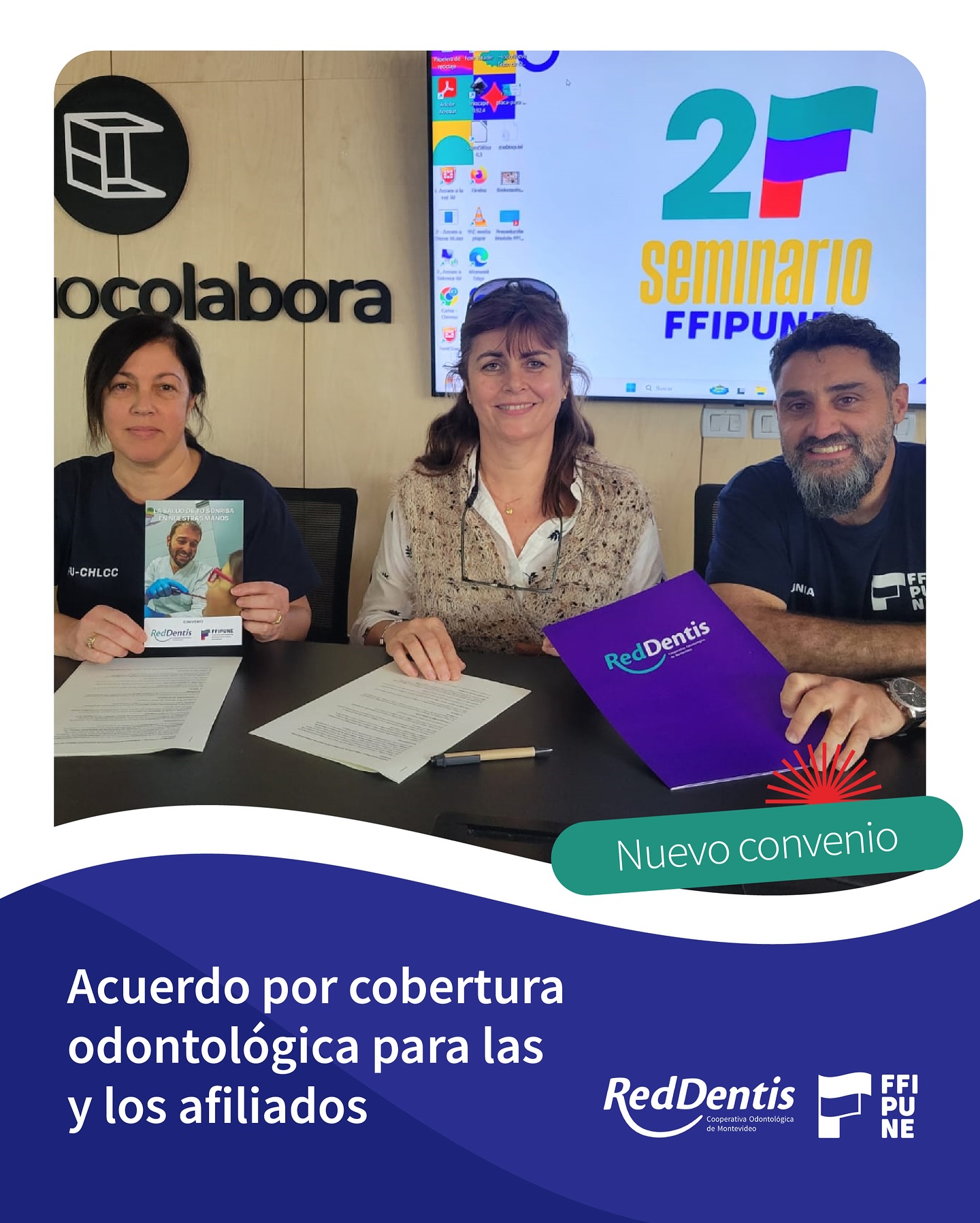 NUEVO CONVENIO PARA NUESTRAS AFILIADAS Y AFILIADOS
FFIPUNE firmó un acuerdo con RedDentis, cooperativa odontológica de la Asociación Odontológica Uruguaya, para brindar cobertura odontológica accesible y de calidad a todas las personas afiliadas y sus familias.
📅 El convenio incluye atención de urgencias 24/7, diagnóstico clínico y aranceles bonificados en diversas prestaciones.
👉 Conocé todos los detalles del contrato en nuestra web. (link en bio)