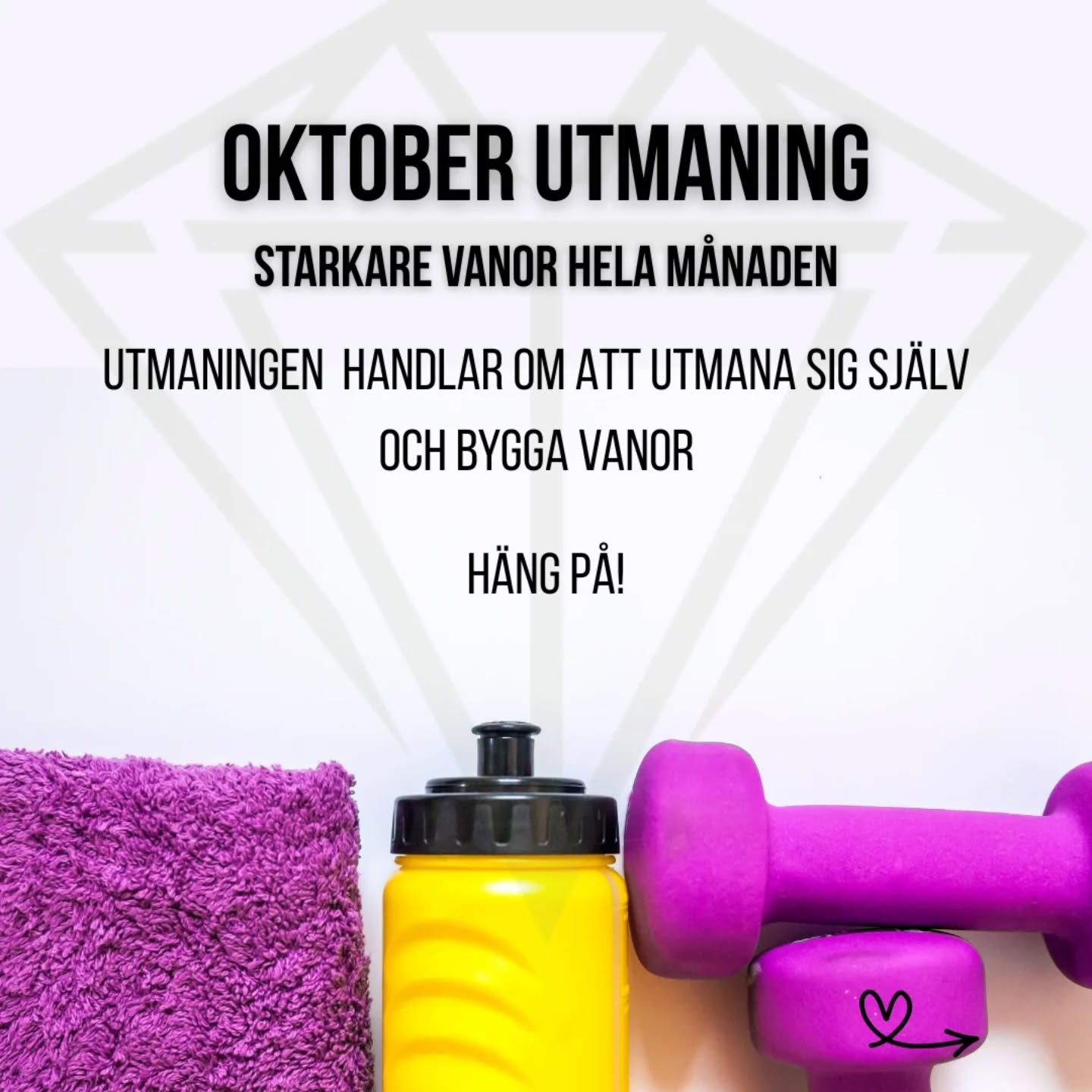 Häng med på oktober utmaningen - starkare vanor hela månaden!
Den handlar somsagt om att utmana sig själv att ta steg mot hälsosammare vanor och att sätta bra rutiner.
Skriv ned på en lista i telefonen och bocka av varje gång du slutför uppgiften.
Vill du ha den skickad till dig som en pdf? Kommentera "lets go" så skickar vi den till dig!
Mot hälsosammare och starkare framtid!