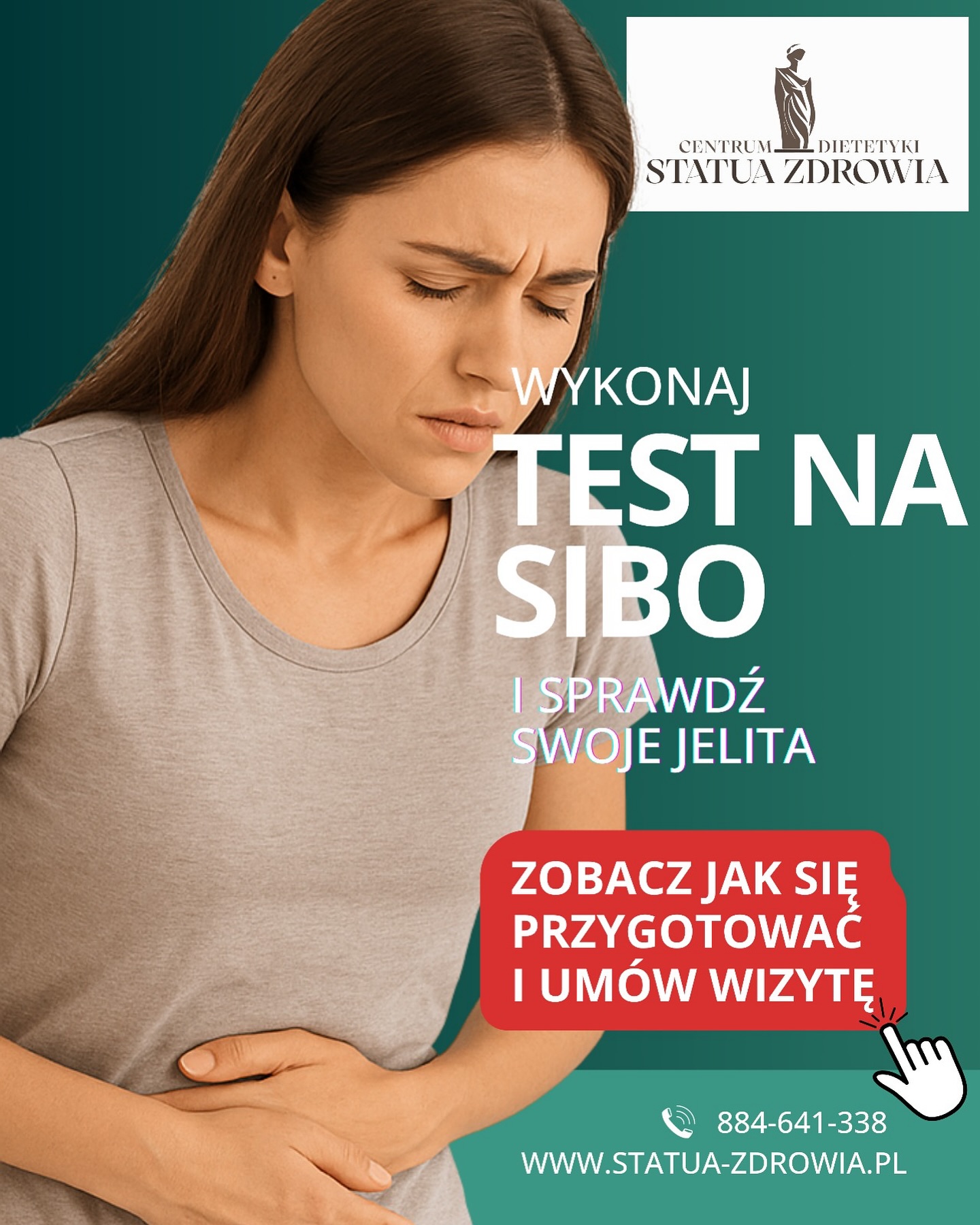 ⚠️Twój brzuch od dawna daje sygnały, ale nikt nie potrafi znaleźć przyczyny?
Nie ignoruj tego. To może być SIBO.
Zrób test wodorowo–oddechowy i dowiedz się, co dzieje się w Twoim układzie pokarmowym.
🩺Zbadaj – Zrozum – Zadziałaj
✅Umów się na badanie, my zadbamy o przywrócenie Twojego komfortu
📍Centrum Dietetyki STATUA ZDROWIA
Budowniczych 24F, 59-300 Lubin
✉️ statuazdrowia@gmail.com
☎️ 884 641 338
www.statua-zdrowia.pl