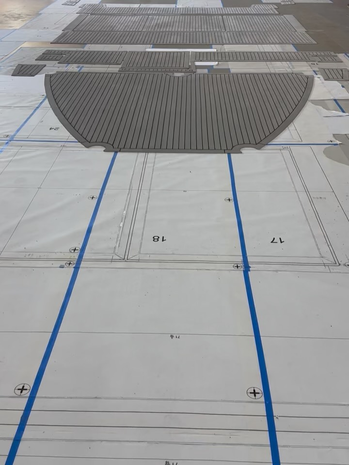 Another synthetic teak deck for our friends at Coastal Craft Yachts in Canada. #yachtbuilder #yachtdecking #yachtdesign #yachtworld #syntheticteakdecking #yachtarchitecture #ebersoldboatworks