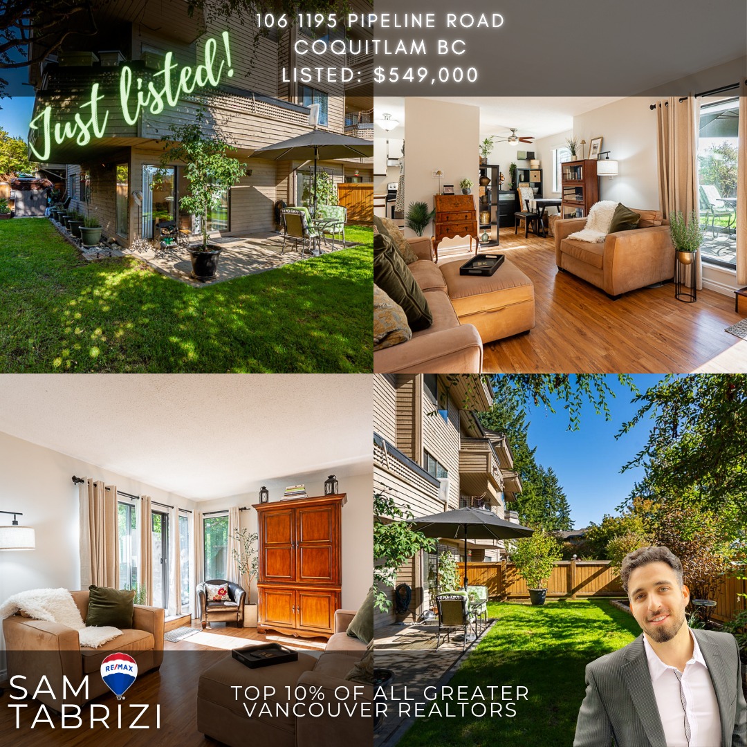 🔥Backyard of a detached house for a price of a condo🔥
Just listed 106 1195 Pipeline Road $549,000
- 2 bed 2 bath
- 903 sq/ft indoor living
- 1500+ sq/ft back yard
This is a one of a kind unit with a huge wrap around back yard. Not your ordinary ground floor unit! Spacious 2 bed 2 bath ground floor unit with updates. Fresh paint, updated flooring, updated appliances, updated washing machine and dryer, new range hood, new carpets in bedrooms. 1500+ square/ft landscaped back yard, perfect for pet owners or people who like to garden. Well run building in prime Coquitlam Centre area. Walking distance to Coquitlam Centre Mall, Lincoln Skytrain Station, LaFarge Lake, all levels of schools, Glen Park and off leash dog park. 1 parking and 1 locker. Building also contains outdoor pool! View the virtual tour for a full tour of the back yard!!
Click the link in my bio for a full tour!
#realestate #coquitlam #vancouver #vancity #portmoody #burnaby #portcoquitlam #sold #topproducer #eastvancouver #newwestminster #vancouverrealestate #surrey #newwestminster #realtor #mapleridge #market #marketreport #hot #canadarealestate #canada #presale