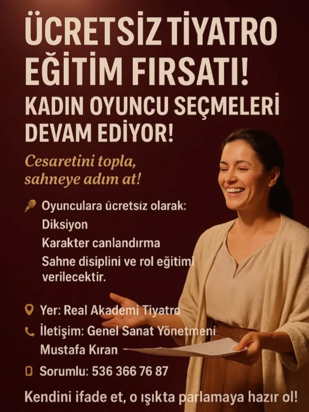 İlgilenenler için iletişim bilgisi:
05382791906 - Pervin Öztürk