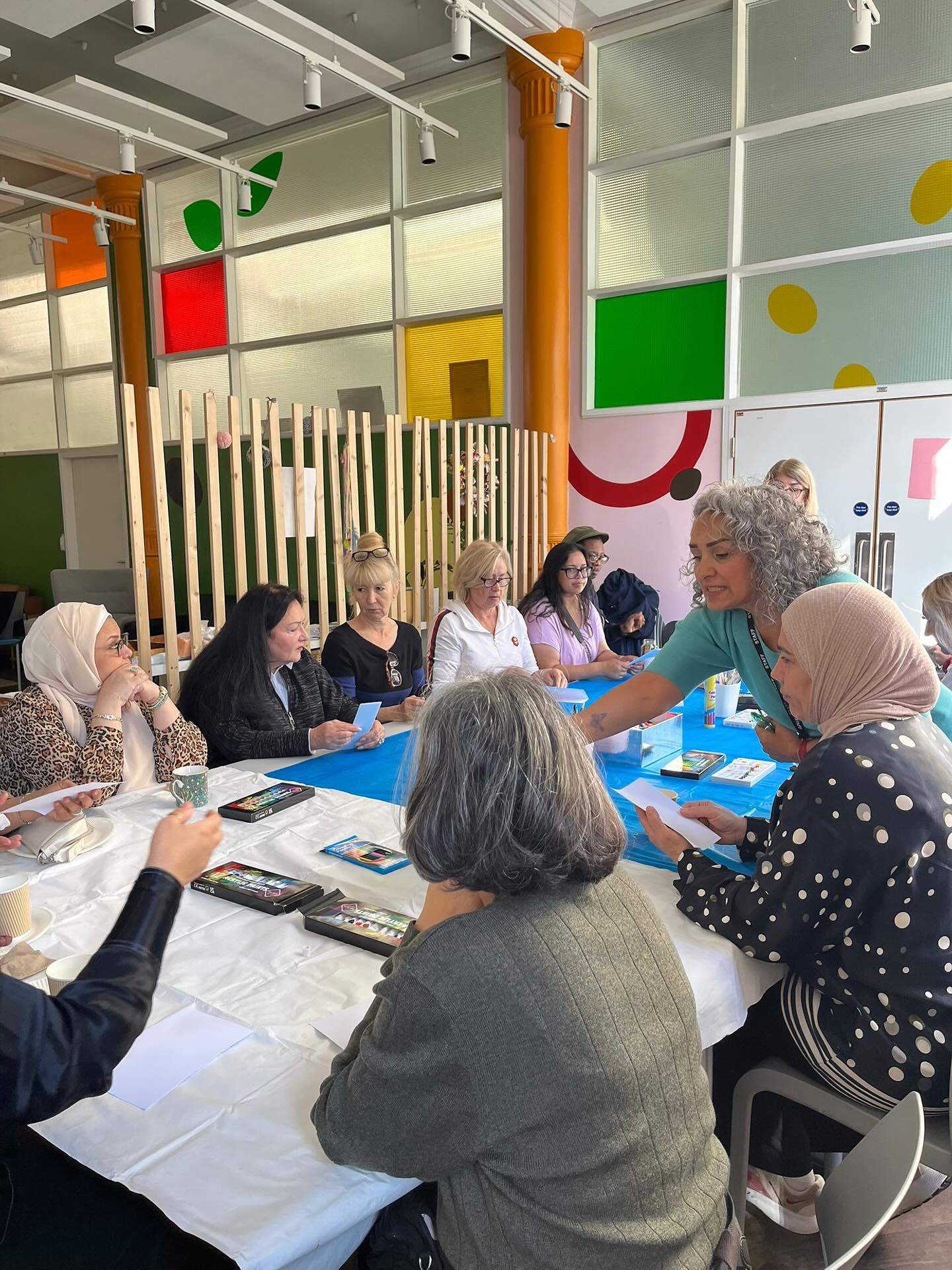 ⸻
Women’s Hub Highlights — Yesterday’s Session 💫
We had a wonderfully creative and calming session at our women’s hub yesterday! The group started with a tapping exercise to help release stress and boost positive energy. Afterwards, everyone got hands-on with arts & crafts, designing beautiful book signings to express their creativity. For those interested in learning a new skill, Nayer kindly led a knitting workshop, guiding participants through the basics and sharing her expertise.
It was a warm, supportive, and inspiring afternoon — thank you to everyone who joined us.
#WomensHub #CommunitySupport #TogetherWeGrow #WomenEmpoweringWomen #CreativeCommunity #WellbeingJourney