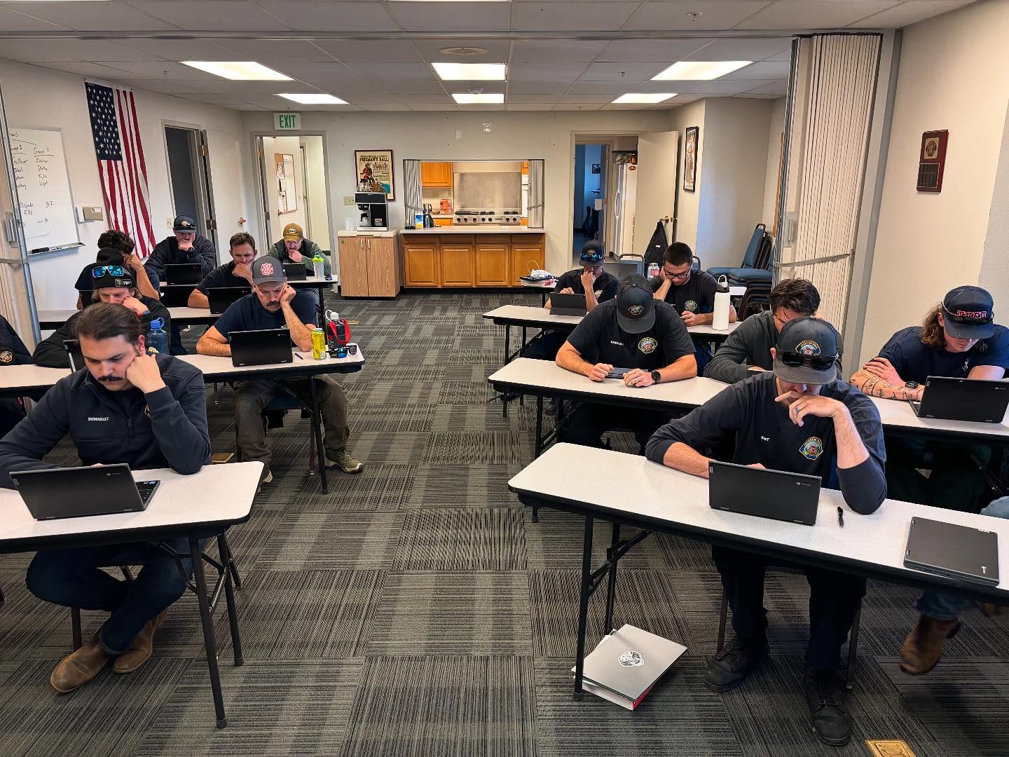 The Firefighter II class with @jh_fire_ems took their final written exam this week. Next week they will perform their skills exam. Wish them luck!
#firefightertraining #fireems #jhfireemsfoundation #jhfireems #goodluckteam