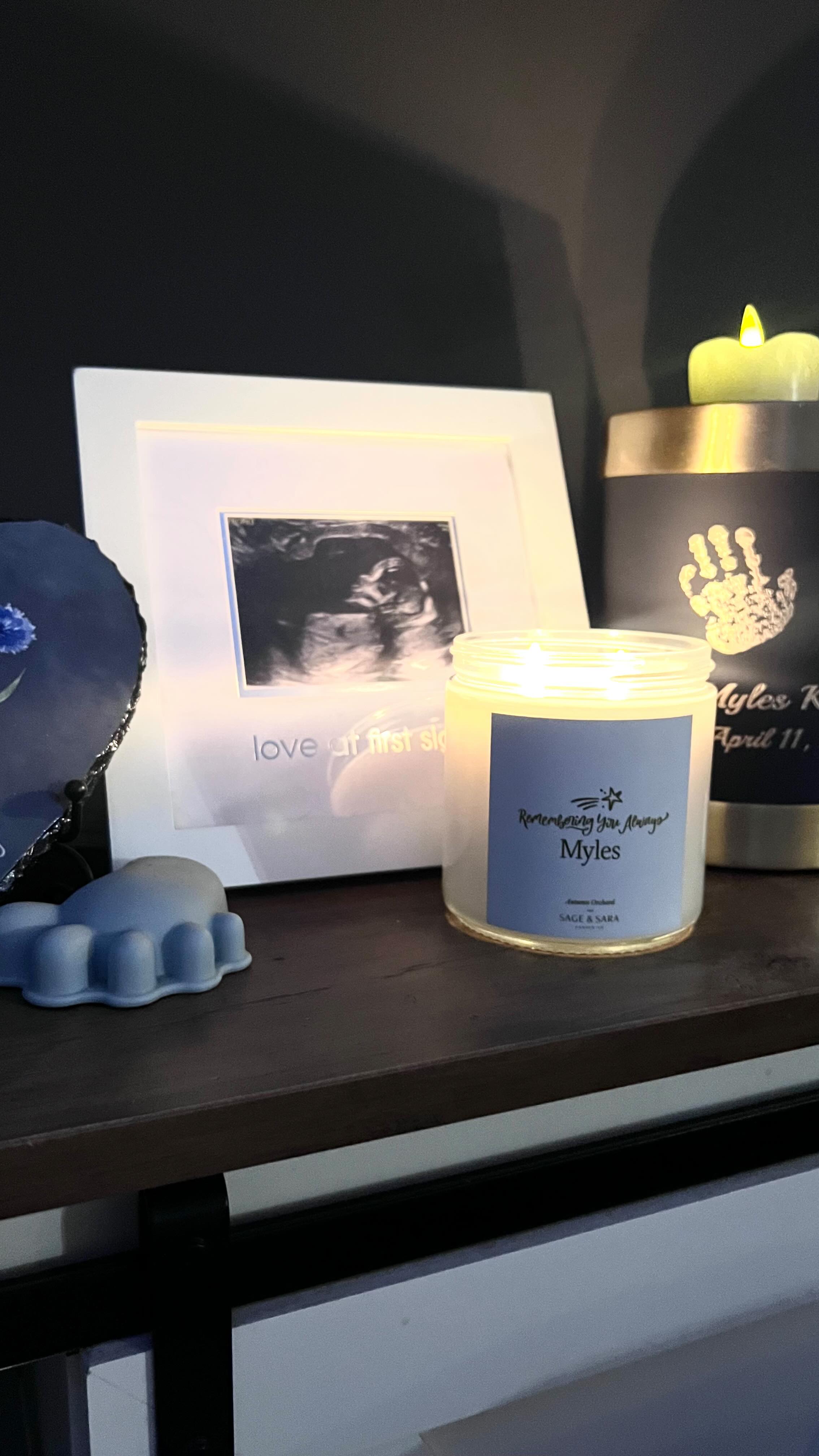 You should be in our arms tonight. Forever our sweet boy, Myles 🩵🪽