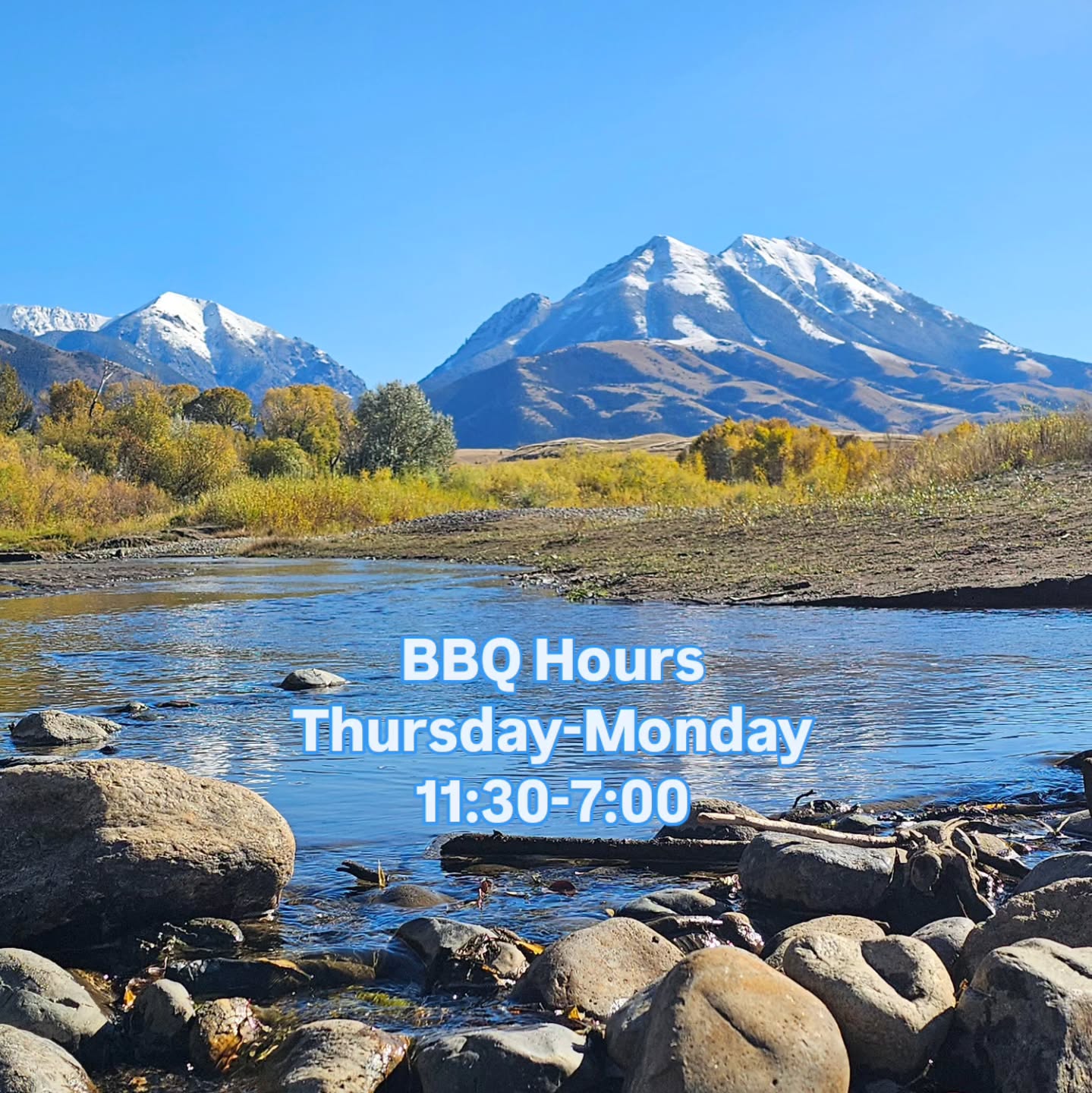 We are still rolling 5 days a week rain snow or shine!
Then we make the Annual pilgrimage to inside thw @wildflourbakerymt for weekends only til Nov. 16th!
🏔
Our pits are still rolling smoke for another month! Get it while we you can!
🧡
#montana #smokeshack #emigrantmt #emigrantpeak #bbq