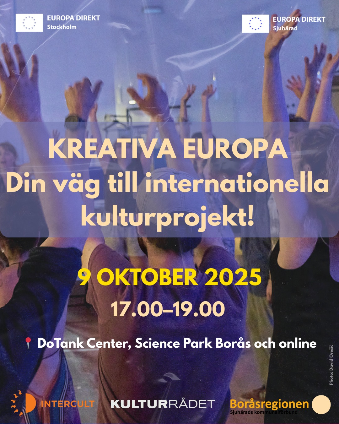 Medlemmar digitalt samt i Borås med omnejd! Ikväll sker detta och Smart är med på plats. Lär dig mer om hur man går tillväga att söka EU-projekt! Du som kommer på plats kan prata med handledare Elin och nätverka med andra kulturaktörer. Platser finns kvar både digitalt och fysiskt.
✨ Är du verksam inom kultursektorn som konstnär eller representant för en kulturorganisation? Vill du utforska europeiska samarbeten och ta reda på vilka EU-stöd som kan lyfta din verksamhet? ✨
Välkommen till hybridseminariet “Kreativa Europa – din väg till internationella kulturprojekt!” 🎭🌍
📍 DoTank Center, Science Park Borås & Online
📅 9 oktober 2025
🕔 17.00–19.00
Drop in från 16.30 – välkommen att mingla, fika och träffa representanter från Leader Sverige, Västra Götalandsregionen, Kreativa Europa Desk, Europa Direkt och Intercult innan seminariet börjar.
Under seminariet får du:
🔹 Konkreta tips om EU:s program Kreativa Europa
🔹 Inspireras av projektexempel från olika delar av Sverige
🔹 Kunskap om medfinansiering & möjligheter för kultursektorn
👉 Gratis deltagande men kräver anmälan – säkra din plats via länken: https://intercult.se/.../seminarium-kreativa-europa-din.../
Eventet arrangeras av Europa Direkt Stockholm & Europa Direkt Sjuhärad i samarbete med Kreativa Europa Desk Sverige - Kultur @Boråsregionen och Intercult.
#KreativaEuropa #Kultur #EUprojekt #Borås #EuropaDirekt #EU