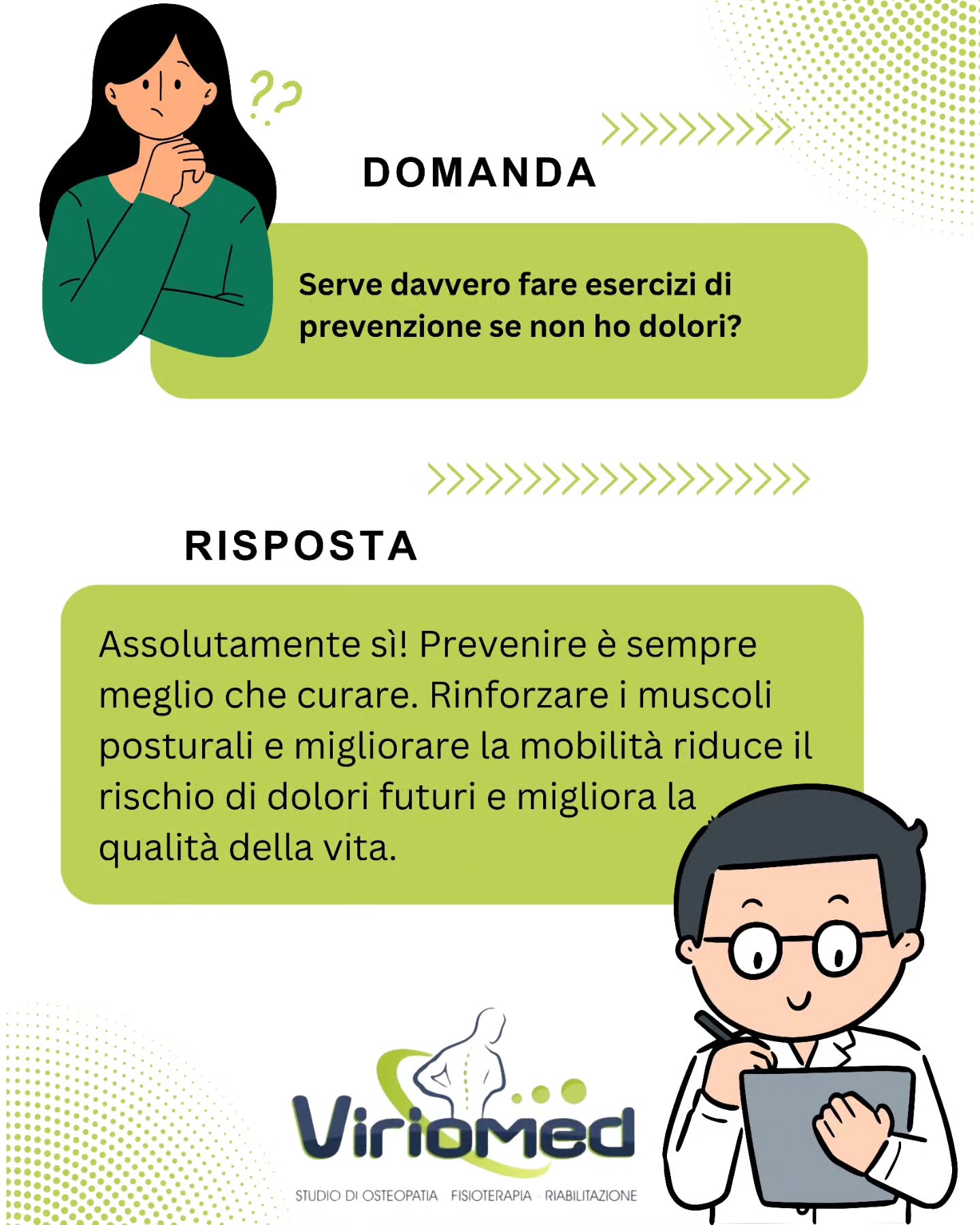 📌 Consiglio: Bastano 10 minuti al giorno di esercizi mirati per mantenere il corpo in equilibrio.
Viriomed
📍 Strada comunale per San Gregorio, Loc. Mannella (VV)
📞 3206775566
📧 viriomed@libero.it
🌐 www.viriomed.it
#viriomed #fisioterapia #osteopatia #riabilitazione #posturologia #terapia #tecar #fisiotone #powershape #cryotshock #ondadurto #osteopata #ginnasticaposturale #linfodrenaggio #posturale #dimagrimento #dimagrimentolocalocalizzato #rimodellamentocorpo #tonificazione #vibovalentia #calabria #sangregoriodippona #vibomarina