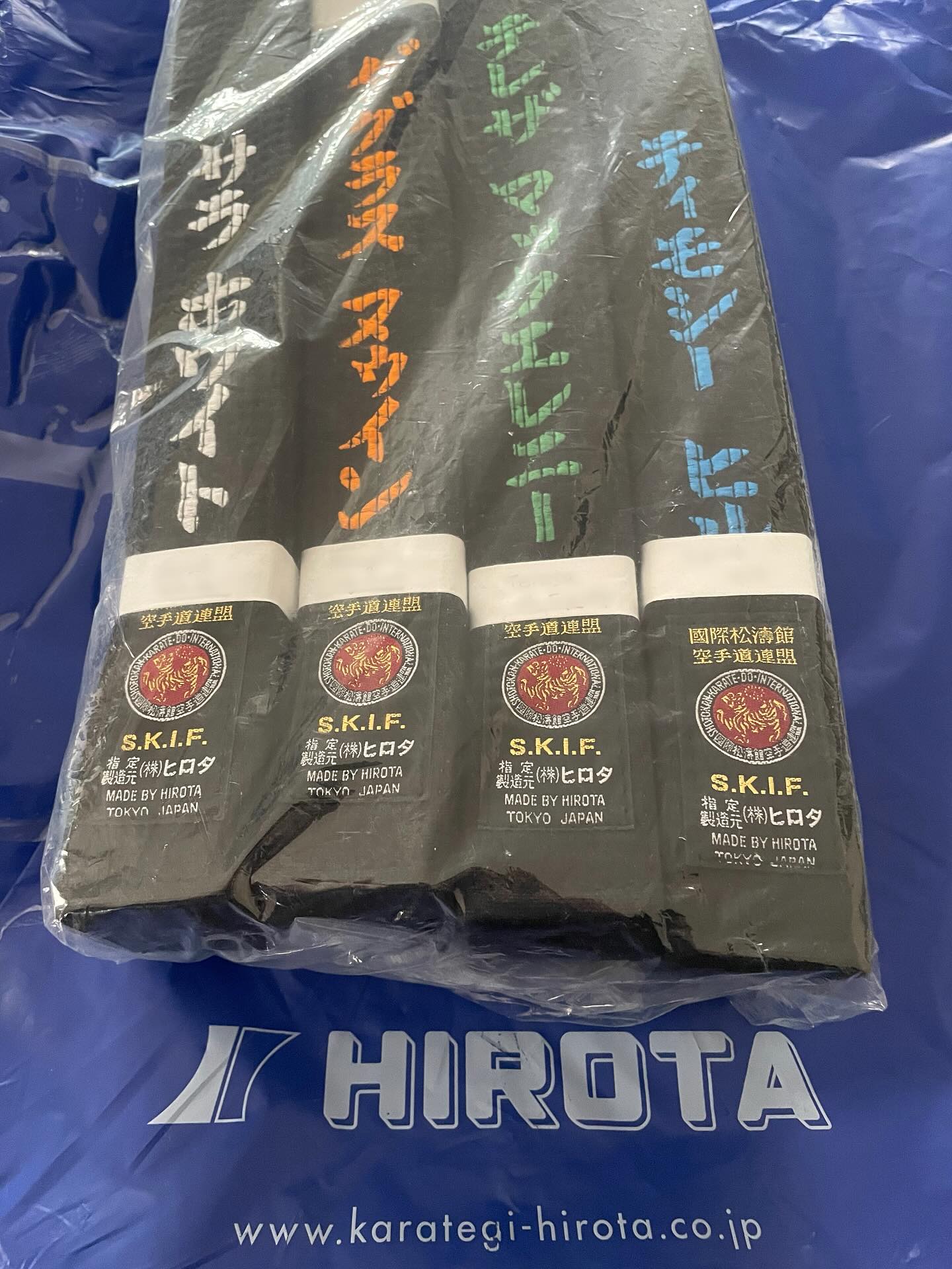 ‘Hirota’ Japan belts arrived last week for our students. Still very impressive, high quality hand made belts and uniforms. Thank you to Mr. Hirota and his staff in Tokyo for their superb work.