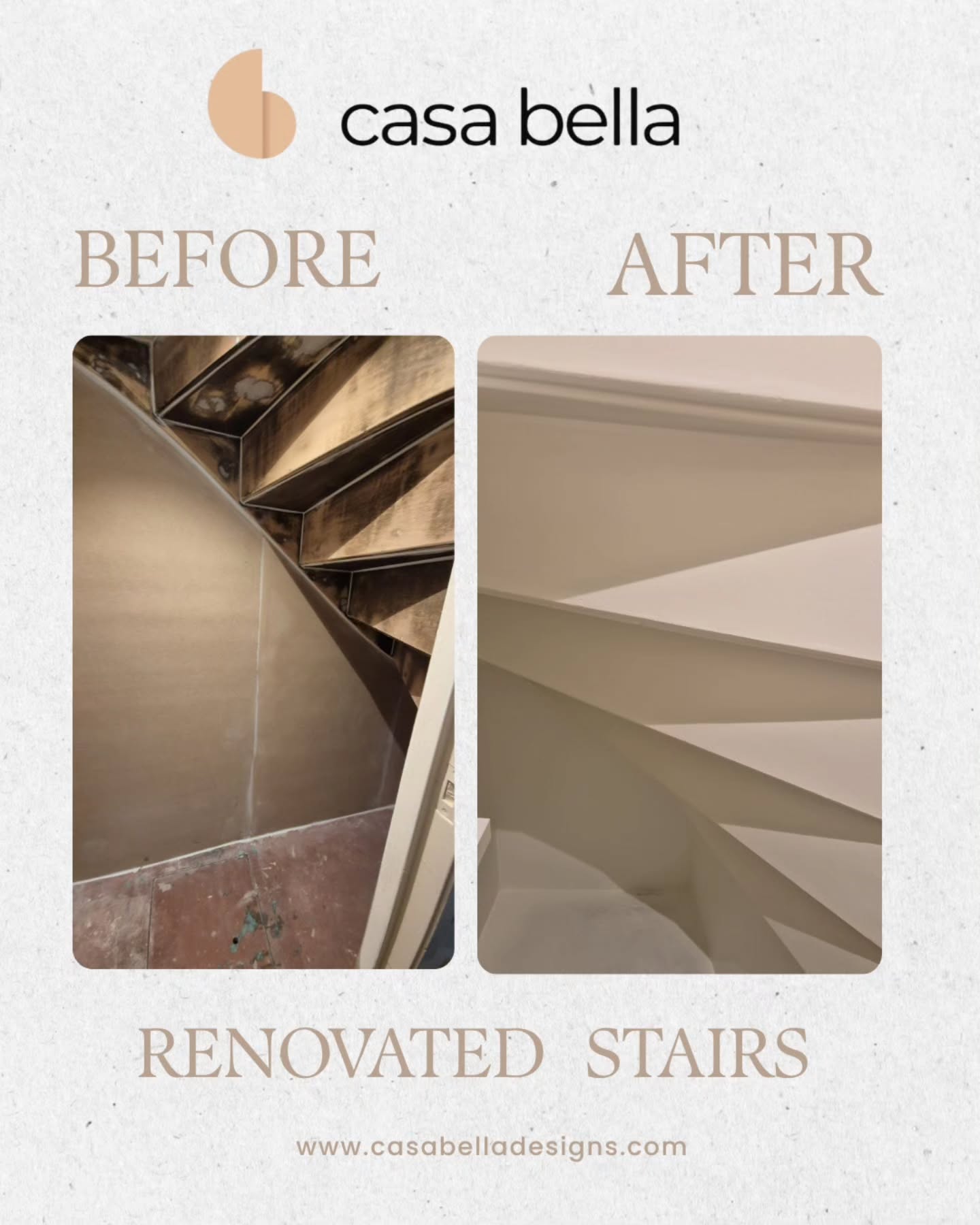 Before & After Magic ✨
From worn-out to wow — these renovated stairs completely transformed our Amsterdam office space! A perfect blend of craftsmanship, design, and elegance. Step into a world where every detail speaks sophistication.
👉 Follow us to see more of our interior transformations.
#CasaBellaDesigns #InteriorTransformation #AmsterdamDesign #OfficeRenovation #BeforeAndAfter #ModernInteriors #StairDesign #LuxurySpaces #ArchitecturalDesign #designınspiration