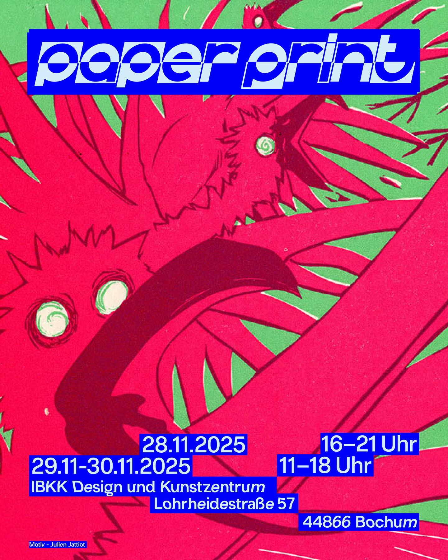 Die Vorfreude steigt! 🎨✨
Unsere Vorbereitungen für die PAPERPRINT 2025 laufen auf Hochtouren – und wir können es kaum erwarten, euch Ende November wieder bei uns zu begrüßen.
Freut euch auf internationale Künstlerinnen und Künstler, inspirierende Workshops, kreative Mitmach-Aktionen, spannende Vorträge und jede Menge handgemachter Druckkunst. 🖨️🖌️
Ein herzliches Dankeschön an alle, die sich beworben haben – ihr macht die PAPERPRINT jedes Jahr zu etwas ganz Besonderem. 💛
📅 28.–30. November 2025
📍 IBKK Design und Kunstzentrum, Lohrheidestraße 57, 44866 Bochum
#paperprint #paperprint2025 #bochum #kunstmesse #druckkunst #printmaking #artfair #ibkk #kunstzentrum #metapaper #workshops #vorträge #textildruck #mitmachstationen #kunstliebhaber #creativecommunity #artinbochum #kunstliebe #contemporaryart #handmadeprints #künstlerinnenundkünstler