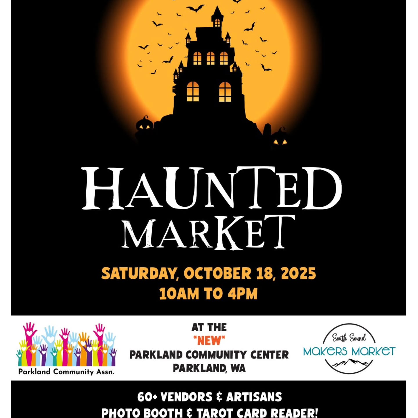 Tacoma area folks -- this Saturday! Come see us at the Parkland Community Center for the @southsoundmakersmarket Haunted Market. Free parking, free entry, food trucks, local small artists and makers, and even a mobile escape room!
I'll be located outside under the trees with a couple of other booths, so be sure you come past the food truck vendors to see all of us on Saturday!
#southsoundmakersmarket #hauntedmarket #smallbusiness #horsenroundfiberstudio #handmade #yarn #fiberartist #sustainabledecor #sustainablecrafting #slowfashion #shopsmall #supportsmallbusiness #supportlocalbrand #tacoma
