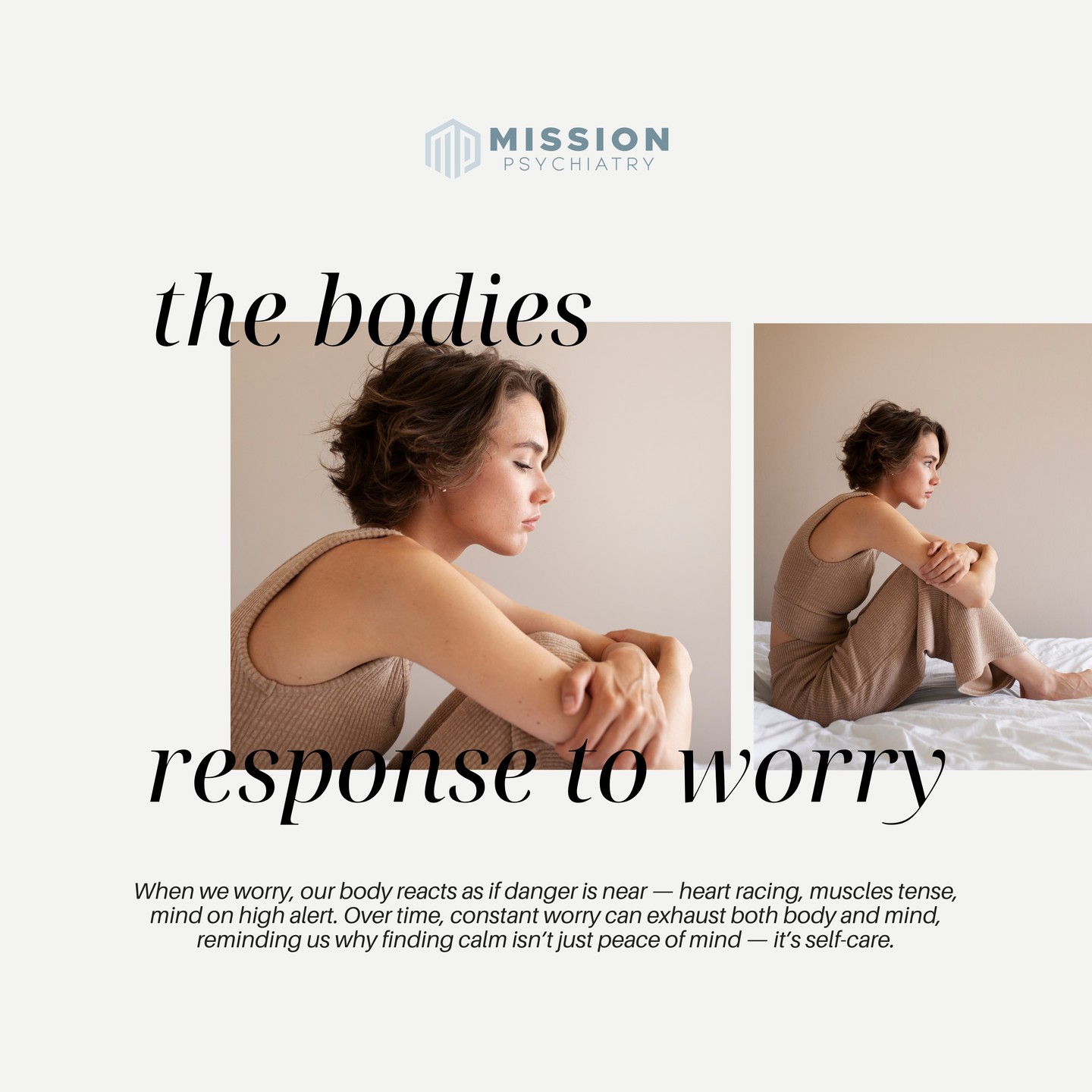 When we worry, our body reacts as though we are facing a real, physical threat, activating what’s known as the stress response or “fight, flight, or freeze” mode. The brain’s alarm system, particularly the amygdala, signals the release of stress hormones like adrenaline and cortisol, which prepare the body for action. As a result, heart rate and breathing increase, muscles tense, and digestion slows down so the body can focus on immediate survival. While this reaction can be helpful in short bursts, chronic worrying keeps the stress response turned on, flooding the body with hormones that can lead to anxiety, fatigue, muscle tension, poor concentration, and weakened immunity. Over time, the body and mind become exhausted, showing that ongoing worry can take a real toll on both mental and physical health. We encourage you to find a little time this week to calm your mind.