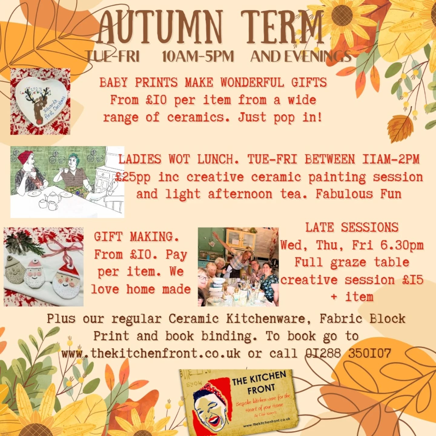 Hurrah.... It is all on the website now!! 3 spaces left on the illustration and Journaling trial course.
Lots of different and new workshops running term time and half term holiday programme available. Don't forget menopausal makers, just rock up and make at mates rates any day.
Tomorrow 11 Oct, we are looking after the volunteers and any competitors that need reviving for the Shoreline Awesome Foursome quadrathlon with complimentary tea, coffee, cakes and snacks. If you would like to pop in, our little vintage tea room will be up and running from 10am.
Eat cake, drink tea, watch the competition. (More eating cake than running, swimming, paddling and cycling for us, but we will cheer you on!)
Good luck to everyone competing tomorrow.
@shorelineextremesports