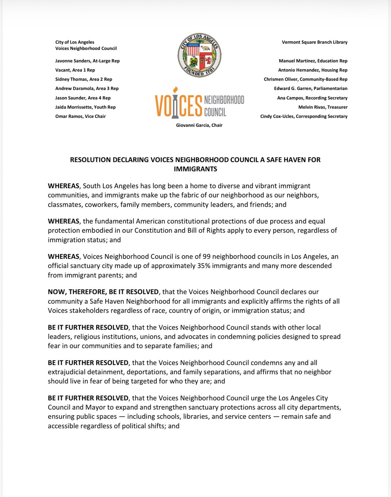 Immigrants are the heart of our community. 💛💪🏽
Yesterday, Voices Neighborhood Council took action to protect, uplift, and stand with every family. A Safe Haven isn’t just words—it’s our commitment.
………
Los inmigrantes son el corazón de nuestra comunidad. 💛💪🏽
Ayer, el Consejo Vecinal Voices tomó acción para proteger, apoyar y estar al lado de cada familia.Un Refugio Seguro no son solo palabras—es nuestro compromiso.
#VoicesForAll
#VoicesSafeHaven
#VoicesStandsWithImmigrants
#VoicesUnited