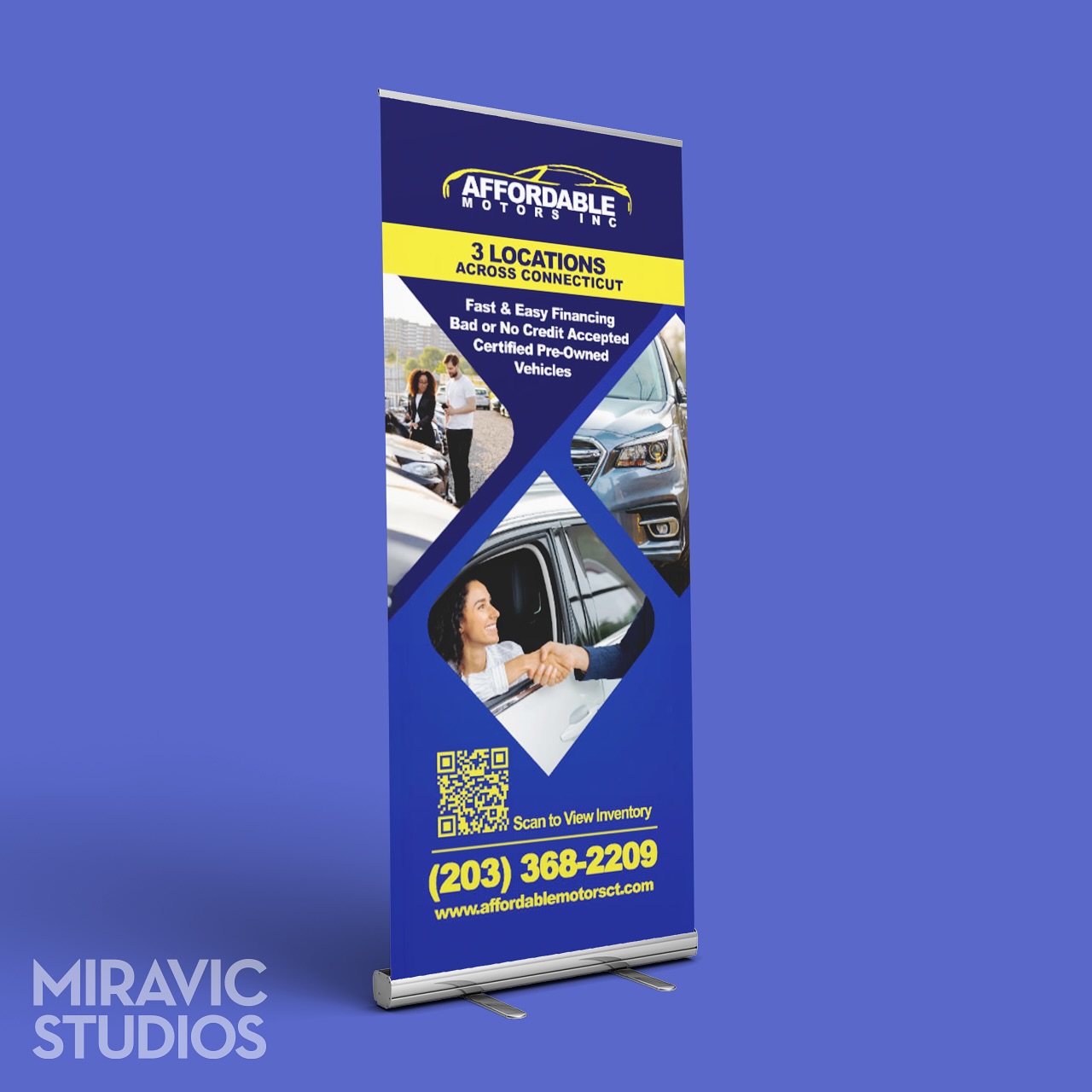 🚗 @affordablemotorsinc Confió en Nosotros para Impulsar su Presencia Visual.
Diseñamos este retractable banner para destacar sus 3 ubicaciones en Connecticut, sus opciones de financiamiento rápido, y su inventario de vehículos certificados.
📍Ideal para exhibir en showrooms y eventos, este banner comunica confianza, claridad y profesionalismo en segundos.
📲 ¿Buscas impactar con tu marca también?
En Miravic Studios transformamos tus ideas en piezas visuales que venden.
#DiseñoGráfico #BannerRetráctil #MiravicStudios #AffordableMotors #MarketingVisual #DiseñoQueVende #PublicidadImpresa #cardealershipmarketing