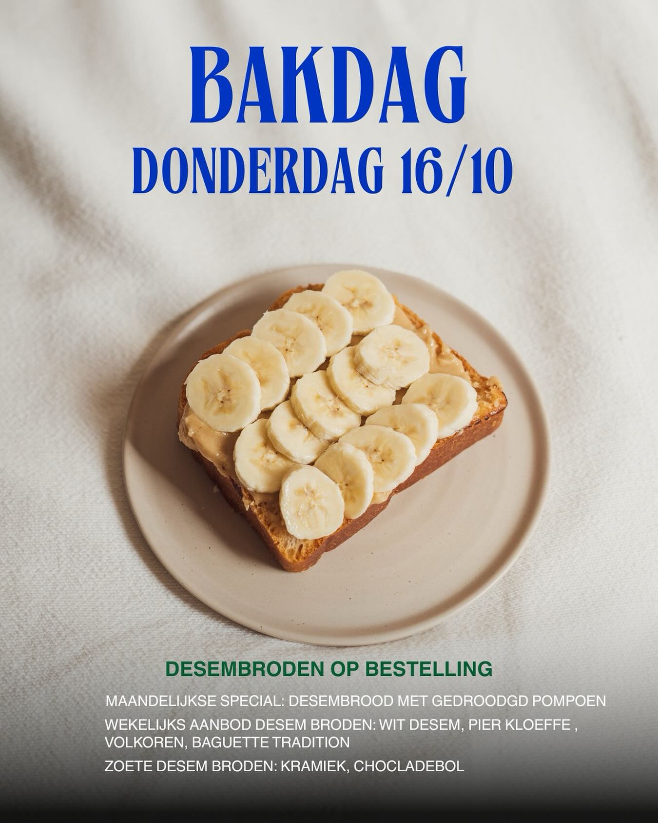 Hi ๐, komende week is het donderdag (16/10) bakdag. Bestellen kan tot maandagavond (13/10).
Bestelling afhalen kan donderdag vanaf 11:30 tot โs avonds bij Papoe in De Panne.
Groetjes van Papoe
#microbakkerij #depanne #kooplokaal #desembrood #zuurdesem