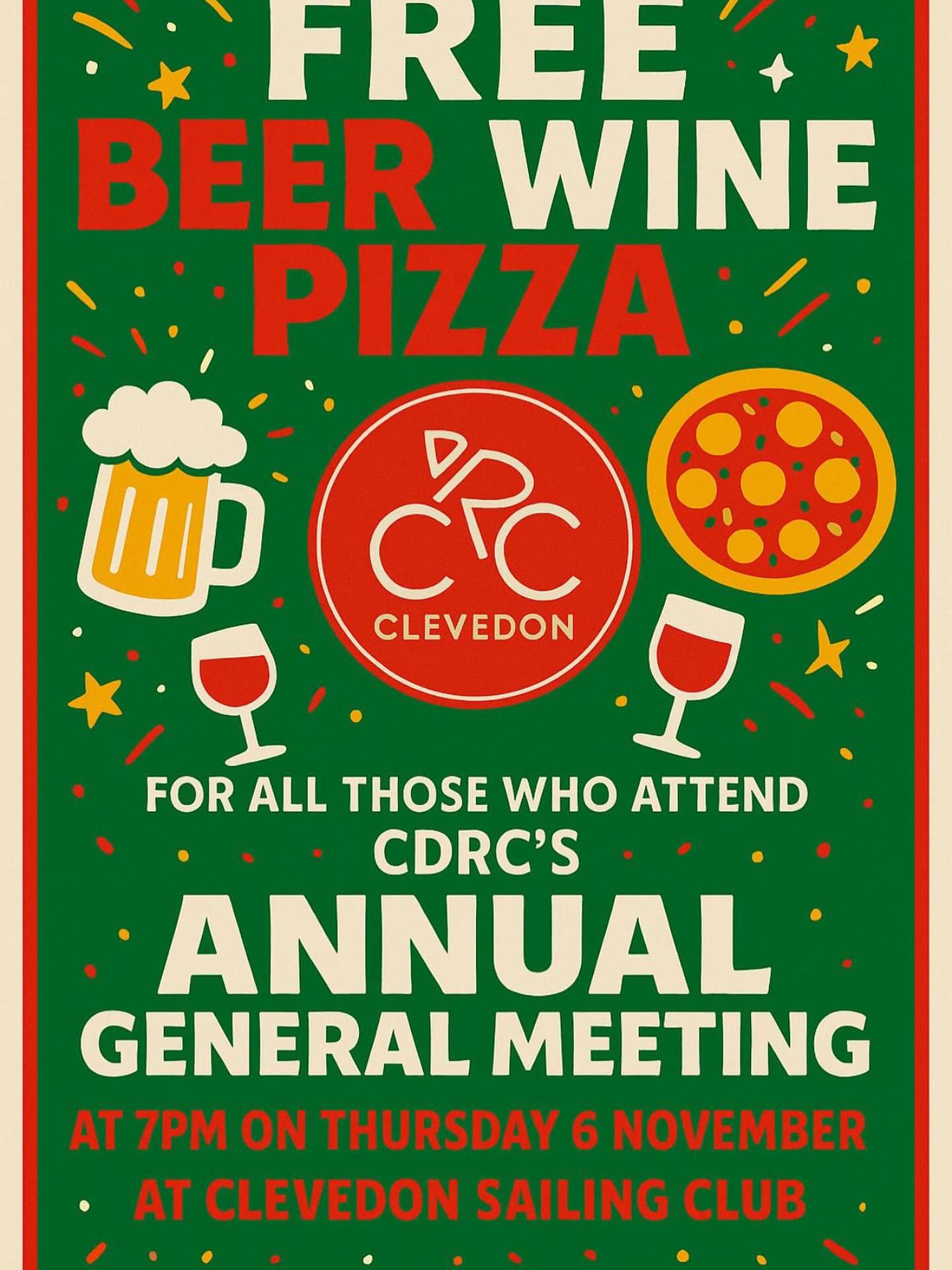 π£CDRC Membersπ£
Date for your diary!
The AGM will be held on Nov 6th at 7pm at the sailing club. See you there.
