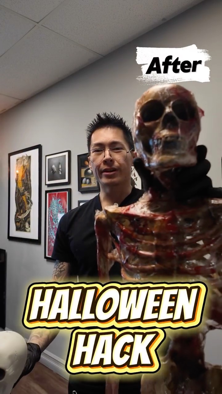 What do you think of this dollar store transformation?
I took a $5 dollar-store skeleton and made it look like it belongs in a Netflix horror movie. 💀
Took me 10 minutes, some paint, plastic and a bit of creativity
Wait till you see the before and after. 👀
#halloween #skeleton #halloweendecor #halloweendiy #diy #spookyscaryskeletons