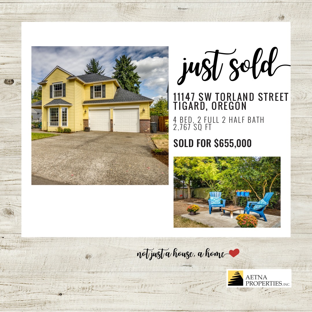 This fantastic Tigard home has sold! Price strategy and listing preparation were key to the successful sale of this property.
Are you next? Contact your favorite local real estate specialists today!
Aetna Properties
503-699-4732
www.aetnaproperties.com