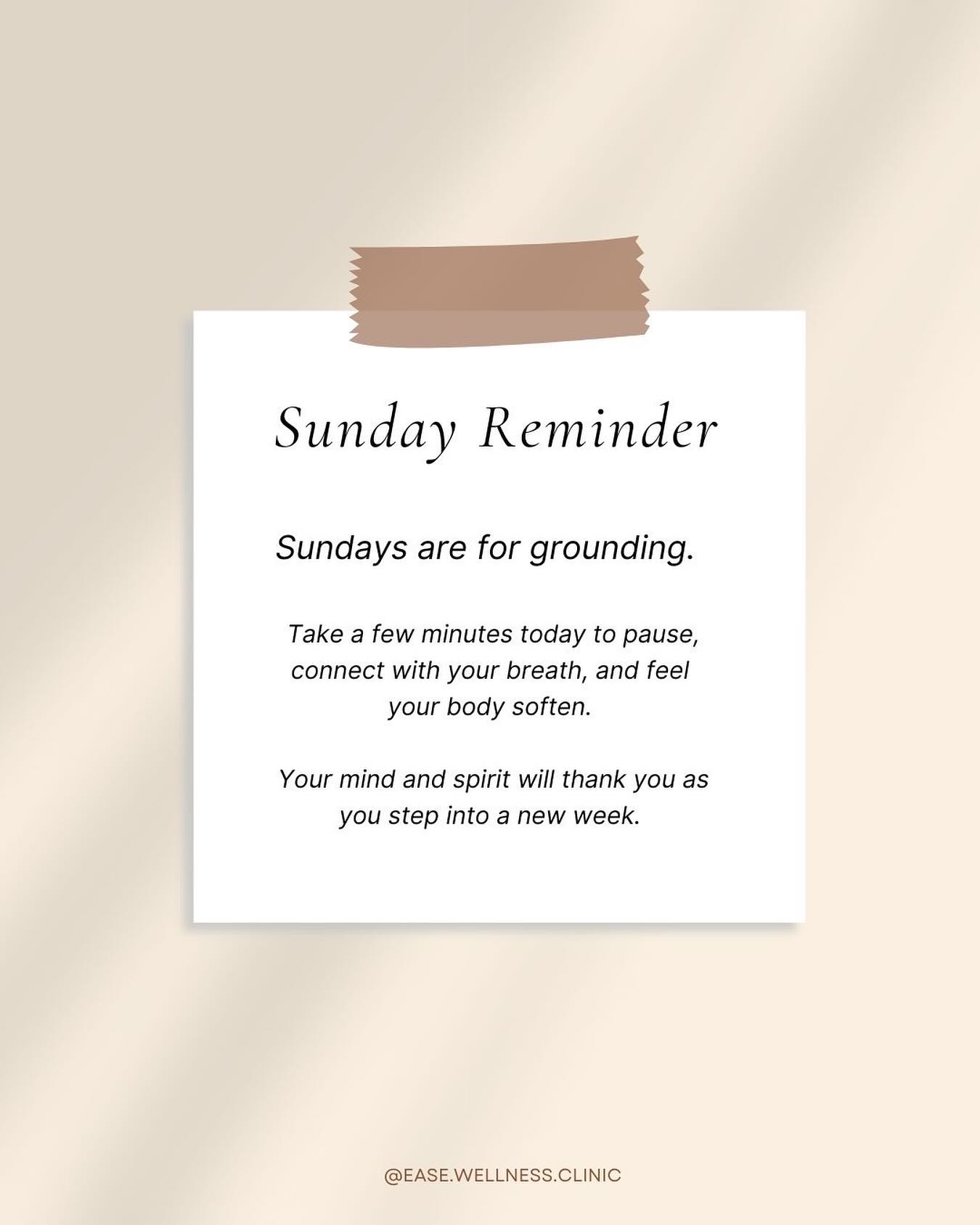 🌿 Sunday Reminder 🌿
Sundays are your invitation to slow down and reconnect — to pause, breathe deeply, and let your body soften after a busy week. ✨
Grounding yourself, even for a few quiet minutes, helps calm the nervous system and create the clarity and energy you’ll carry into the new week ahead.
Take a deep breath. Exhale slowly. You’re exactly where you need to be. 💛
#EaseWellness #SundayWellness #GroundWithEase #HolisticHealth #WellnessWithEase #MindBodySpirit #HurlstoneParkWellness
