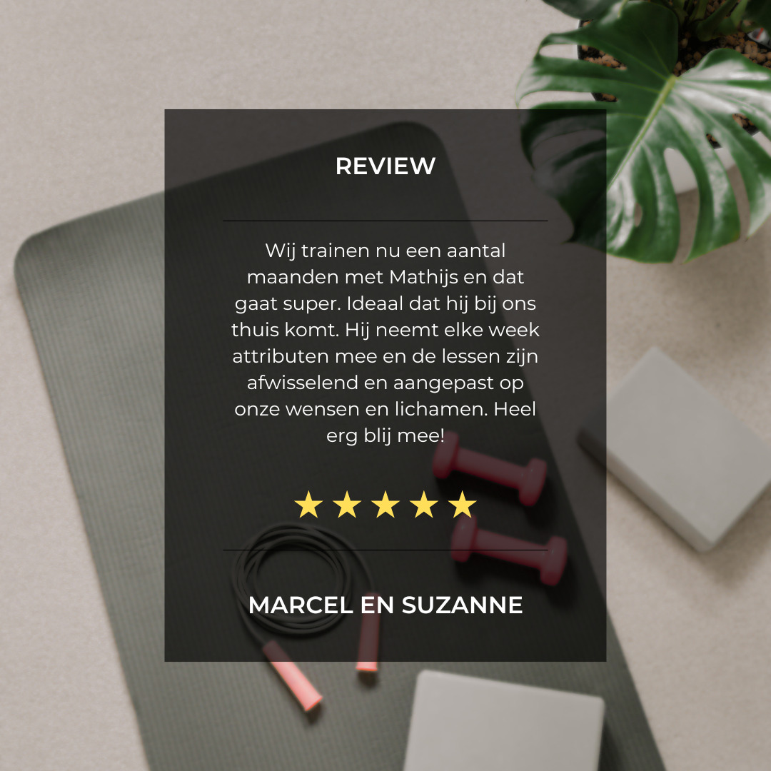 Marcel en Suzanne wonen niet in de buurt van een sportschool dus kom ik bij hen thuis! op die manier kunnen zij toch met professionele begeleiding fitnessen