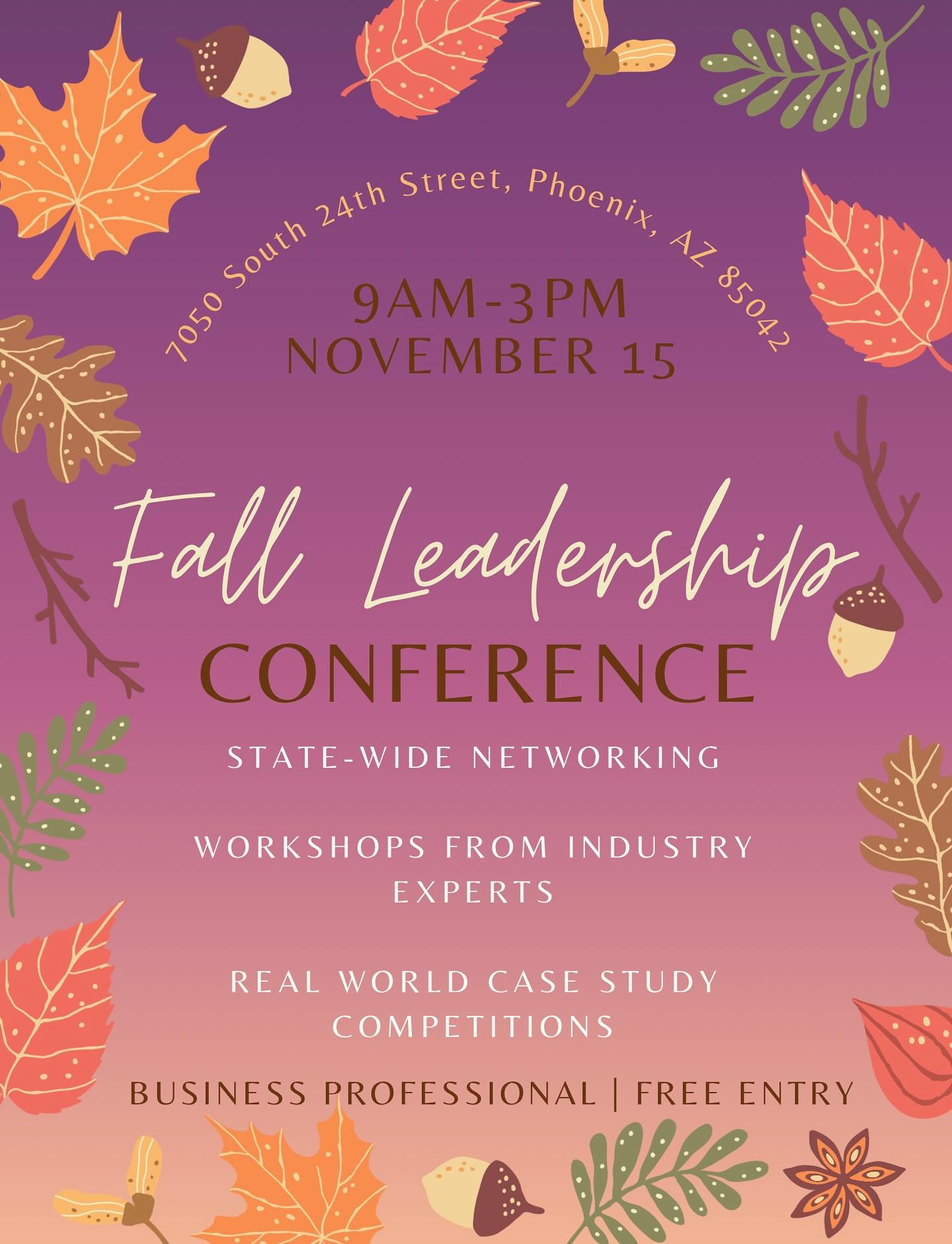 This is where leaders are made. 💪
Join us Nov. 15 at South Mountain Community College for the Fall Leadership Conference!
💼 Bring your resume
📈 Gain professional development experience
🌐 Connect with Arizona DECA members statewide
Your future starts here — register now through the link in bio!
