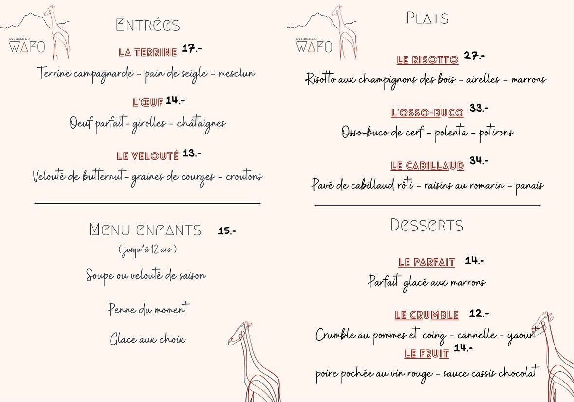 La carte d’octobre !! 🍁
Venez vite la découvrir 🧑🍳
Réservation au 079 441 59 00 📞