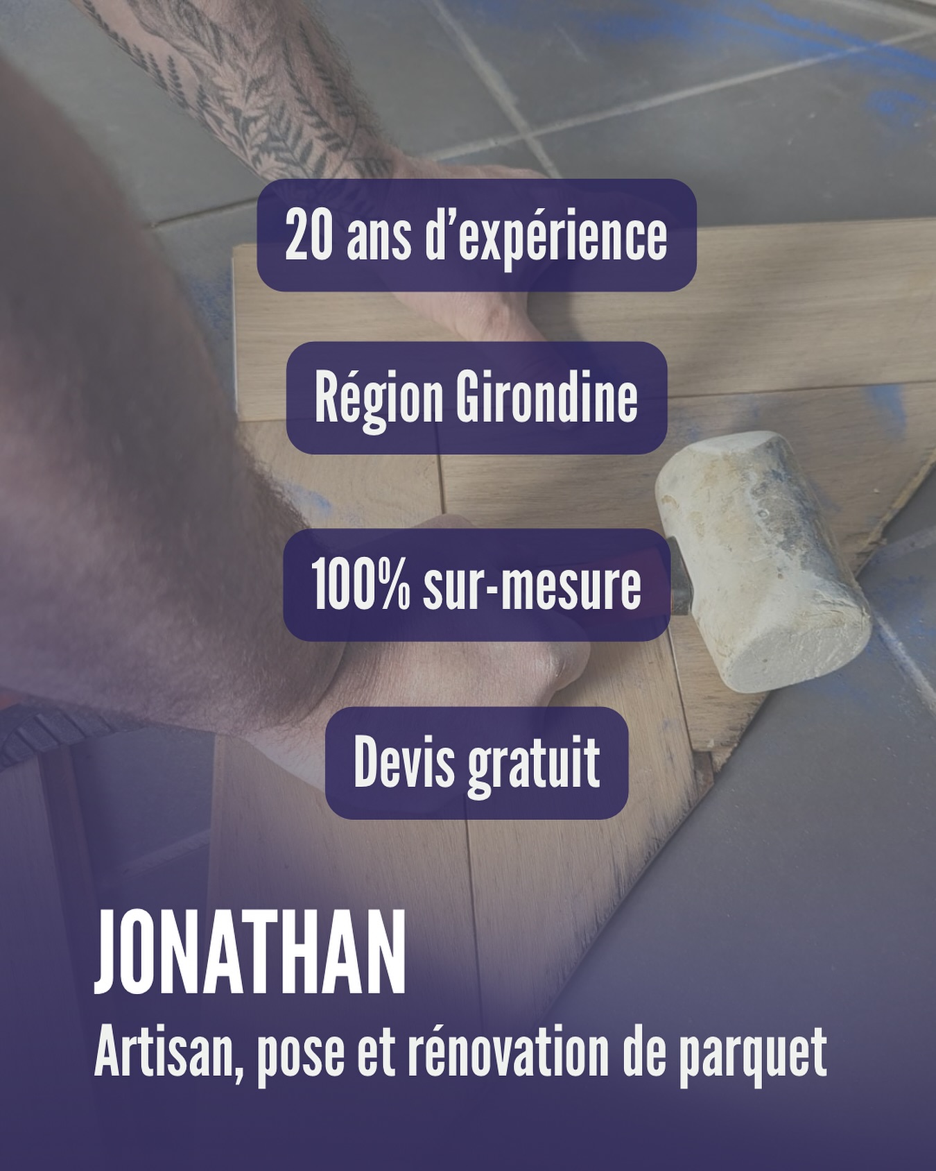Découvrez Jonathan, fondateur de Parquet D’argent.
Avec plus de 24 ans d’expérience dans la pose et la rénovation de parquet, il met son savoir-faire au service de vos intérieurs.
Ses services :
✔️ Pose de parquet
✔️ Rénovation & ponçage
✔️ Entretien & finitions (huile ou vitrification)
🪵 Passionné par le bois et le travail de précision, Jonathan sublime vos sols pour qu’ils soient parfaits.
Faites confiance à un expert reconnu en Gironde pour (re)donner vie à vos parquets !
#ParquetDargent #ExpertParquet #RénovationParquet #ParquetBois #Artisan #gironde