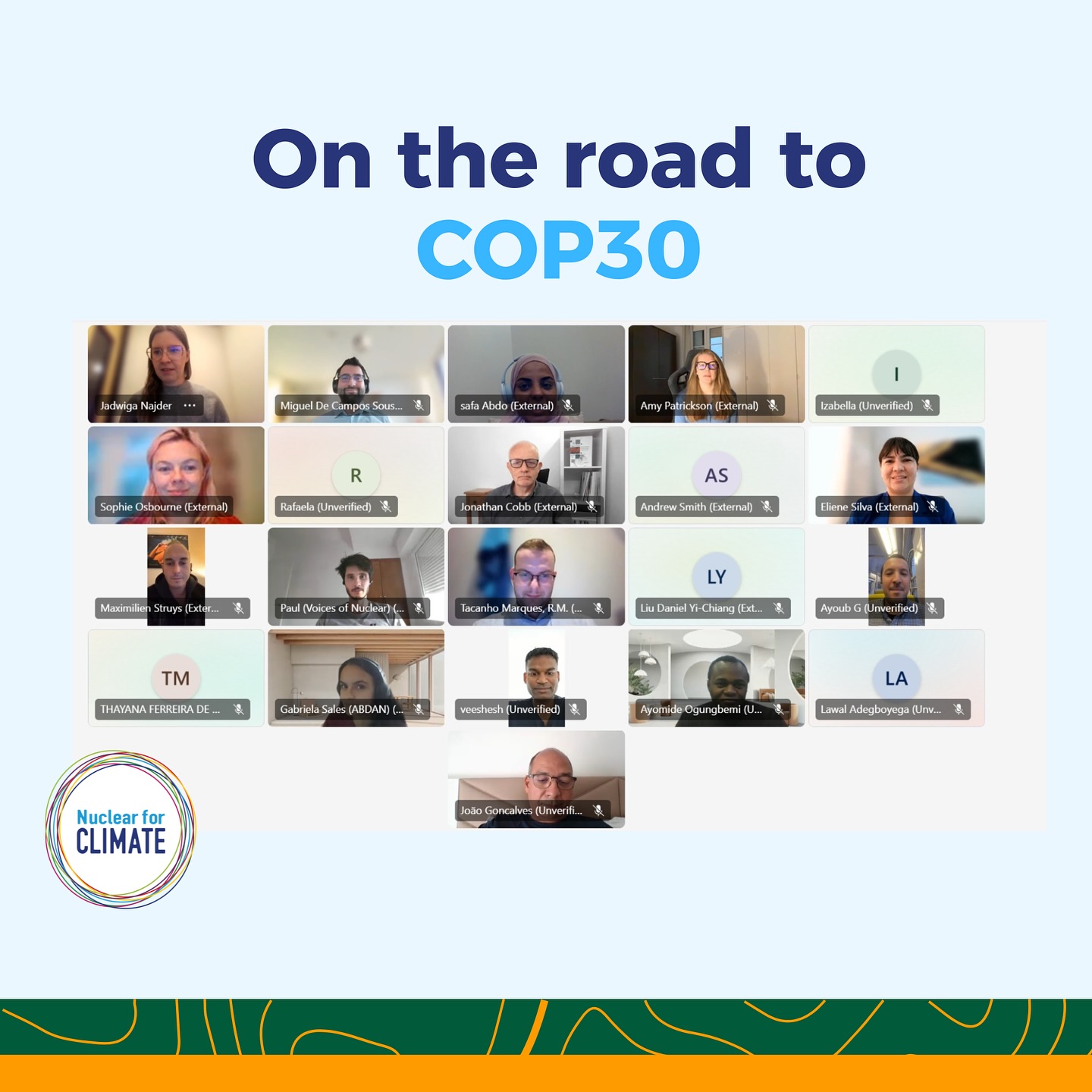 🌍 On the road to COP30 Brazil!
Nuclear for Climate successfully organized a comprehensive preparation session for its team members, as well as for participants from partner organizations and collaborative initiatives.
The session was designed to provide all participants with the key information needed to ensure a smooth and impactful experience at the upcoming COP.
Key topics included:
🔹 Introduction to COP – Overview of the Blue and Green Zones, including insights into negotiation tracking, side events, UN-led initiatives, and pavilion engagements.
🇧🇷 Brazil Context – Travel requirements (vaccination and visa), practical guidance on Belém’s neighborhoods, and valuable cultural considerations.
📜 UNFCCC Code of Conduct – Behavioral guidelines to foster respectful and professional participation.
💡 Practical Tips – Advice to navigate the COP environment effectively and confidently.
The session concluded with an engaging discussion on the challenges ahead and how our participants will contribute to this year’s climate dialogue.
A heartfelt thank you to Sophie O., Miguel de Campos, and Izabella S. from Belém for leading this informative and inspiring session.
The countdown to COP30 has begun — see you soon in Belém! 🇧🇷✨
#UN #COP30 #NuclearForClimate #RoadToBelem #ClimateAction #Collaboration #Sustainability