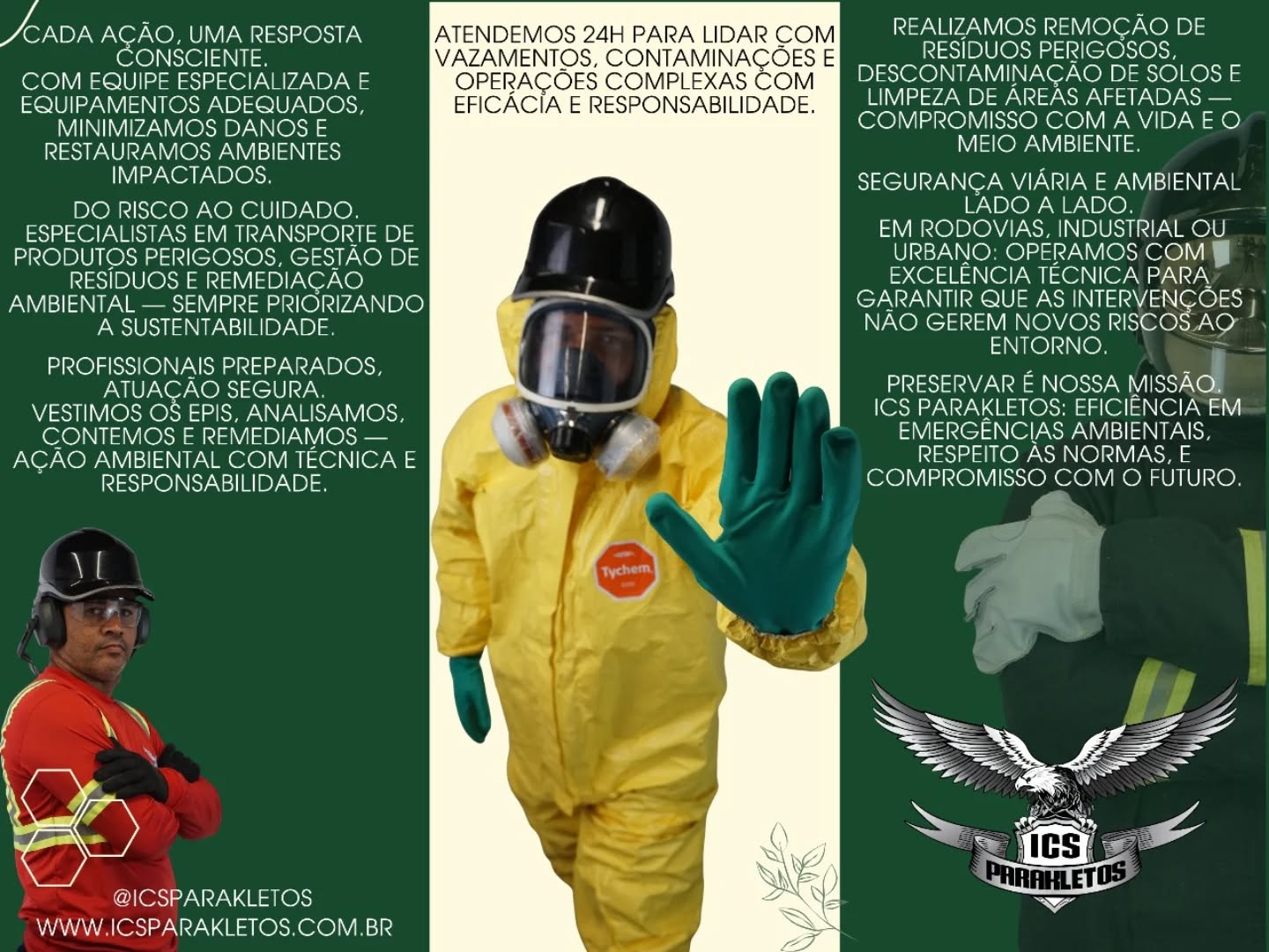🌎 Cada ação, uma resposta consciente.
Na ICS Parakletos, atuamos com eficiência, segurança e responsabilidade ambiental em todas as etapas do atendimento.
Da remoção de resíduos perigosos à remediação ambiental, nossa equipe está preparada para agir com rapidez, técnica e ética.
🚨 Atendimento 24h — porque cada minuto faz diferença quando o meio ambiente está em risco.
Preservar é nossa missão. Cuidar é o nosso compromisso. 💚
🔗 www.icsparakletos.com.br
📲 @icsparakletos
#ICSParakletos #MeioAmbiente #Sustentabilidade #EmergênciaAmbiental #GestãoDeResíduos #Remediação #TransporteDeResíduos #SegurançaAmbiental #ESG #ResponsabilidadeAmbiental #Preservação