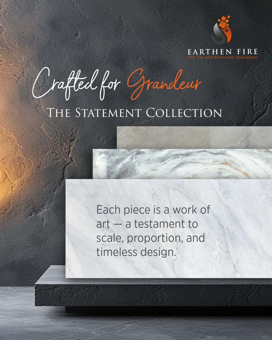 ✨ The Art of Scale
Where surfaces become statements — each 60×120 cm tile transforms a wall into architecture and a floor into a canvas of refined design.
Seamless form, enduring beauty, and craftsmanship that speaks quietly yet powerfully.
#EarthenFire #StatementTiles #DesignWithPresence #LargeFormatLuxury #PorcelainPanels #InteriorDesign #TimelessCraftsmanship #ArtOfScale #FeatureWallDesign #LuxuryFloors #ModernElegance