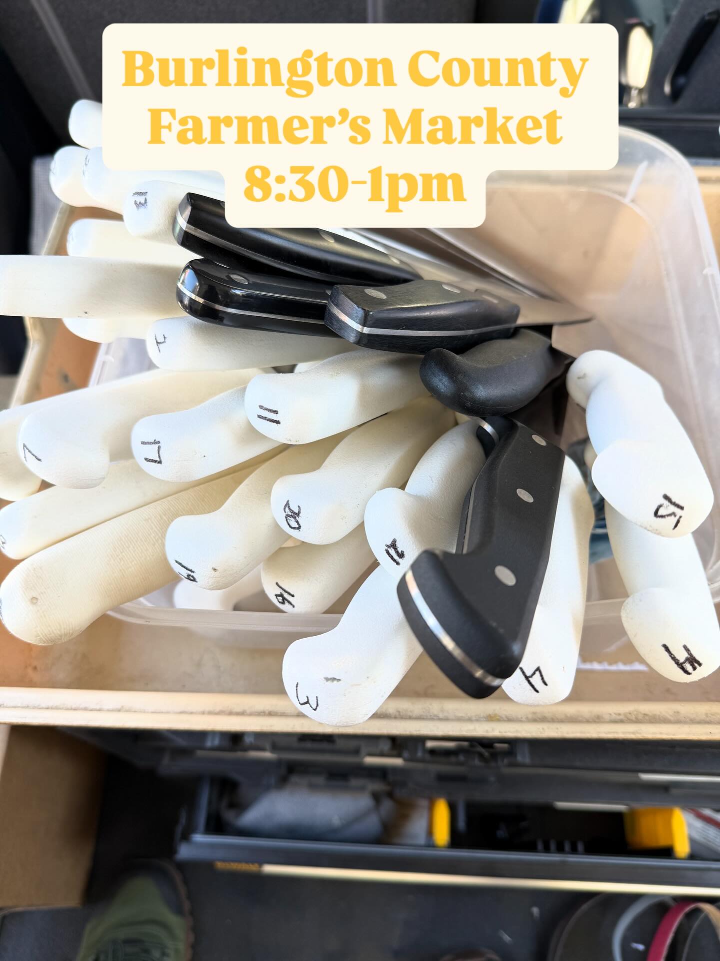 October is Knife Awareness month! Be aware of the mass murderers roaming around with knives at the end of the month! So come out to the Burlington County Farmers Market tomorrow and get them sharpened. Even Freddie Kruger needs sharp knives.