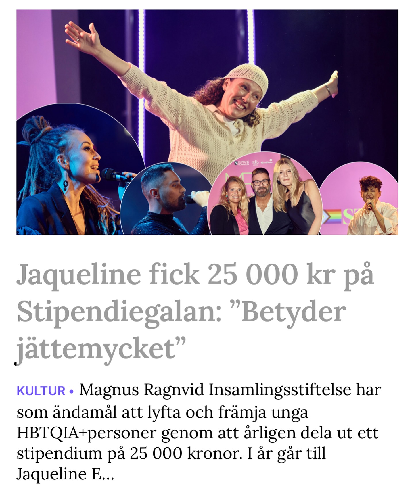 Tack @qxse för att ni lyfter oss och årets stipendiat @missmami______ 🏳️🌈🏳️🌈🏳️🌈