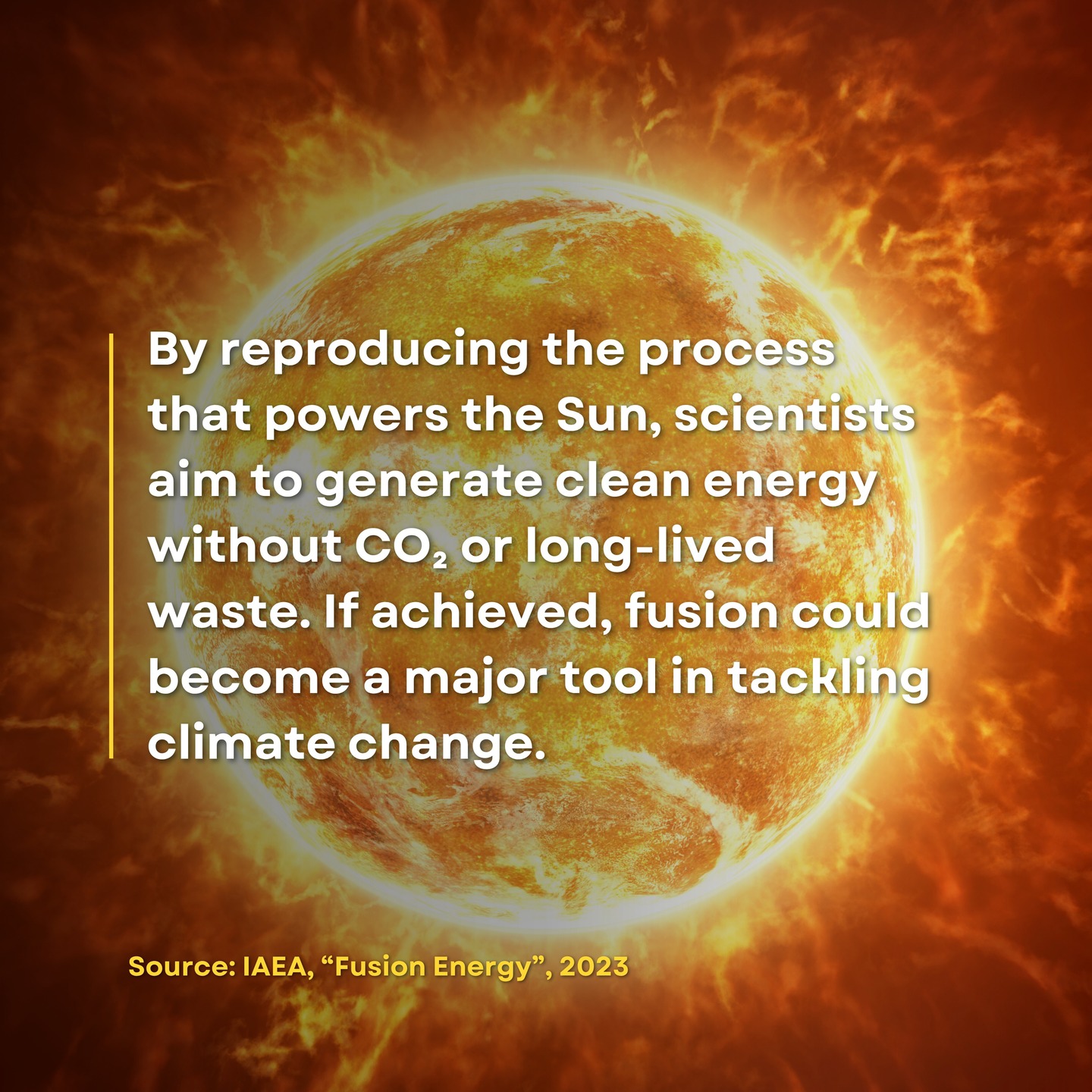 🌍 Why Fusion Matters for Climate ⚡️
Fusion energy — the same process that powers the Sun — could become one of humanity’s greatest tools in the fight against climate change.
By merging light atomic nuclei (like hydrogen isotopes) under extreme heat and pressure, fusion releases immenseamounts of clean energy. Its environmental impact? Almost zero carbon emissions, no fossil fuels, and no long-lived radioactive waste — just harmless helium. ☀️
As scientists move closer to making fusion commercially viable, it could one day provide reliable, abundant and carbon-free power for centuries, complementing renewables and replacing coal and gas.
🔬 Source: International Atomic Energy Agency (IAEA), “Fusion Energy”, 2023
#FusionEnergy I #CleanEnergy I #ClimateAction I #NuclearForClimate I #NetZero I @iaeaorg