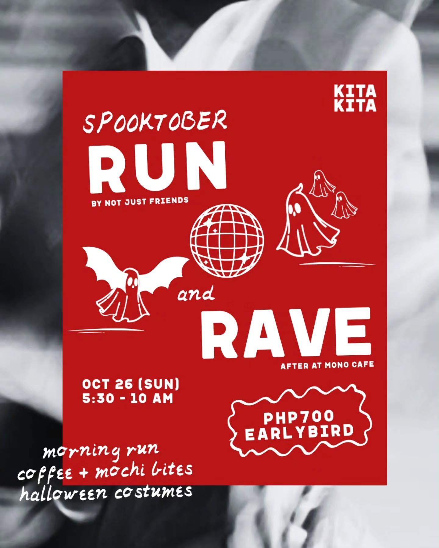 Rise from the dead (or your bed) ๐ weโre running, raving and sipping spooky brews this Halloween ๐โ๏ธ
Join Spooktober: Run & Rave this Oct 26, 5:30AM at @mono.ceb with @notjust.friends ๐โโ๏ธ๐จ
Expect mochi bites, themed drinks, and a morning rave youโll actually wake up for!!!!!
Donโt ghost us ๐ป save your spot through the link in bio!